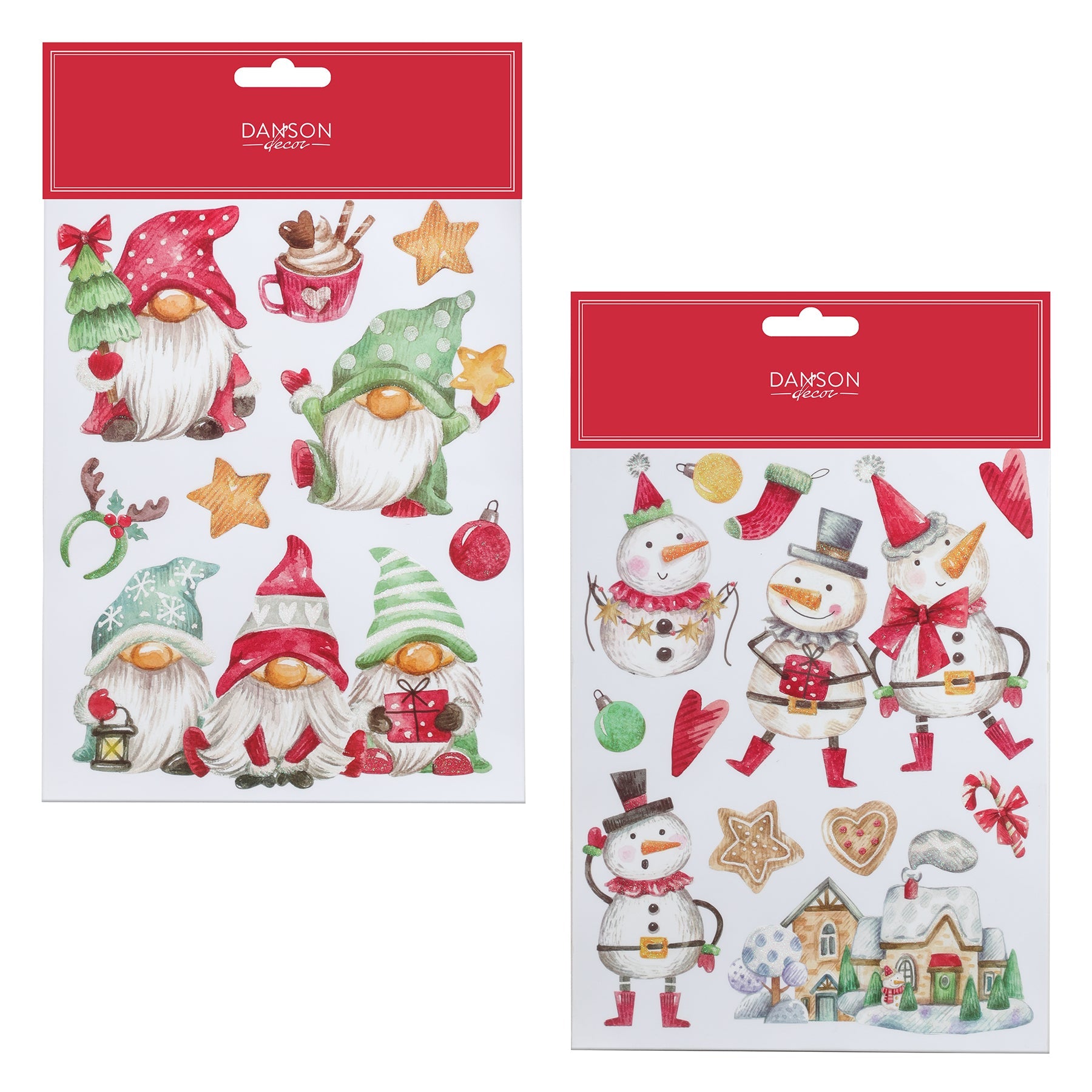 Christmas Window Clings with Glitter 16.1x11.4in sheet VRT