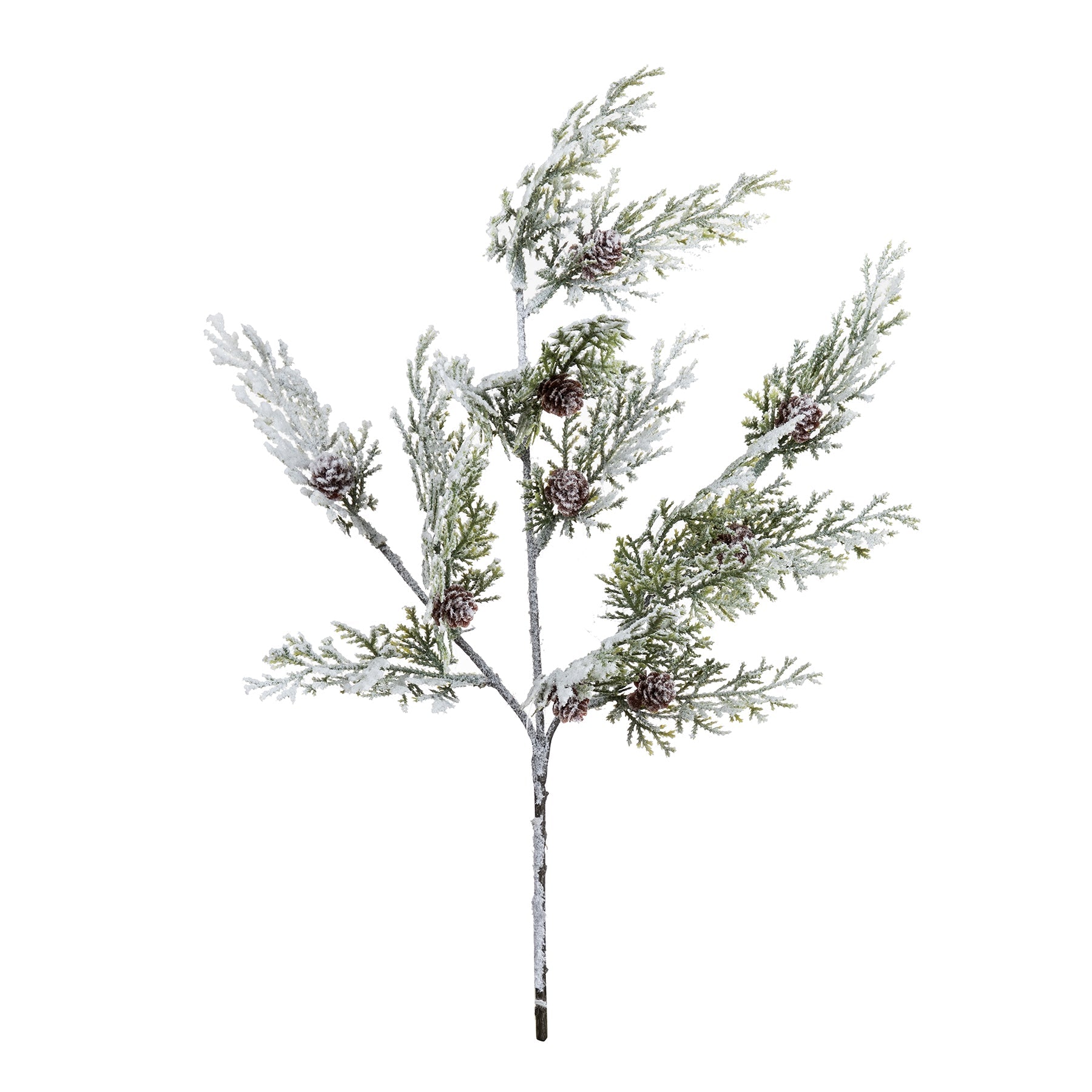 Christmas Frosted Cedar Spray with Pinecones Green and White 17in