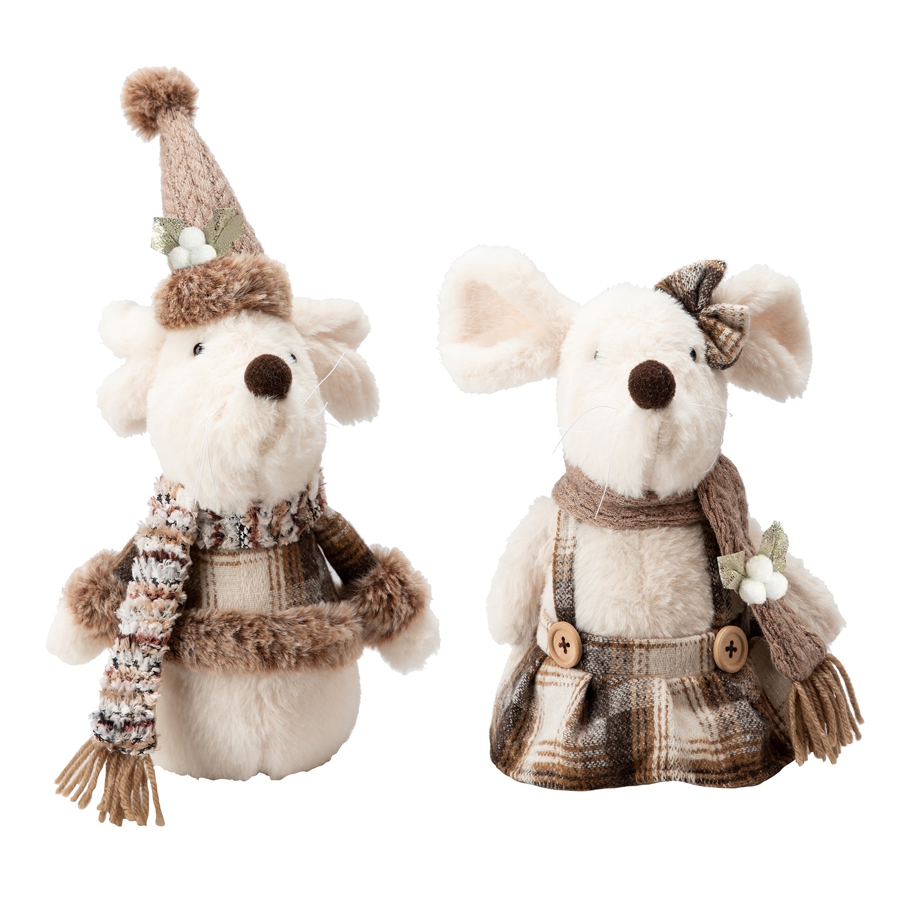 Christmas Mouse Decor with Round Body and Clothes 9.4in VRT