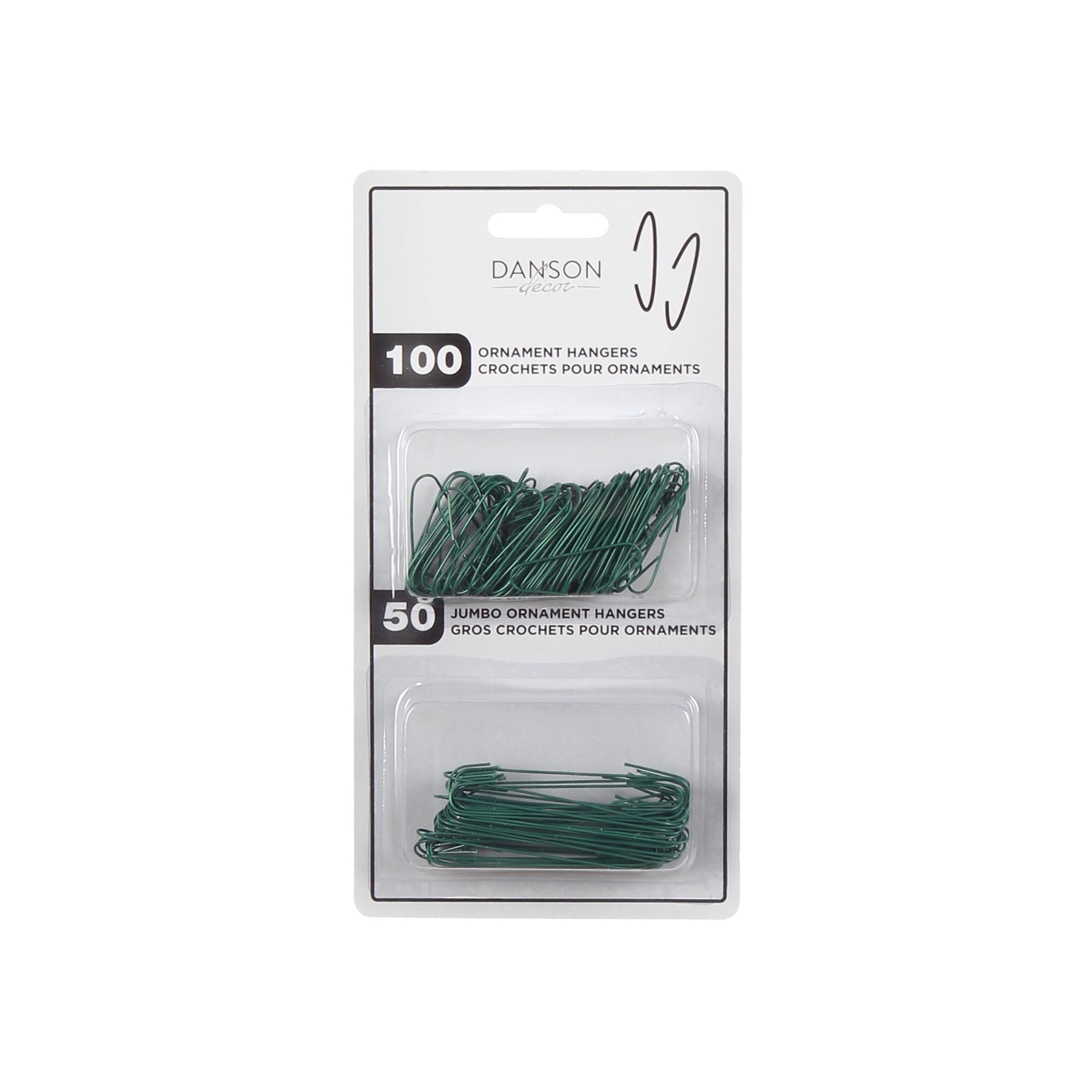Christmas 150 Wire Tree Hooks Green 2 Sizes