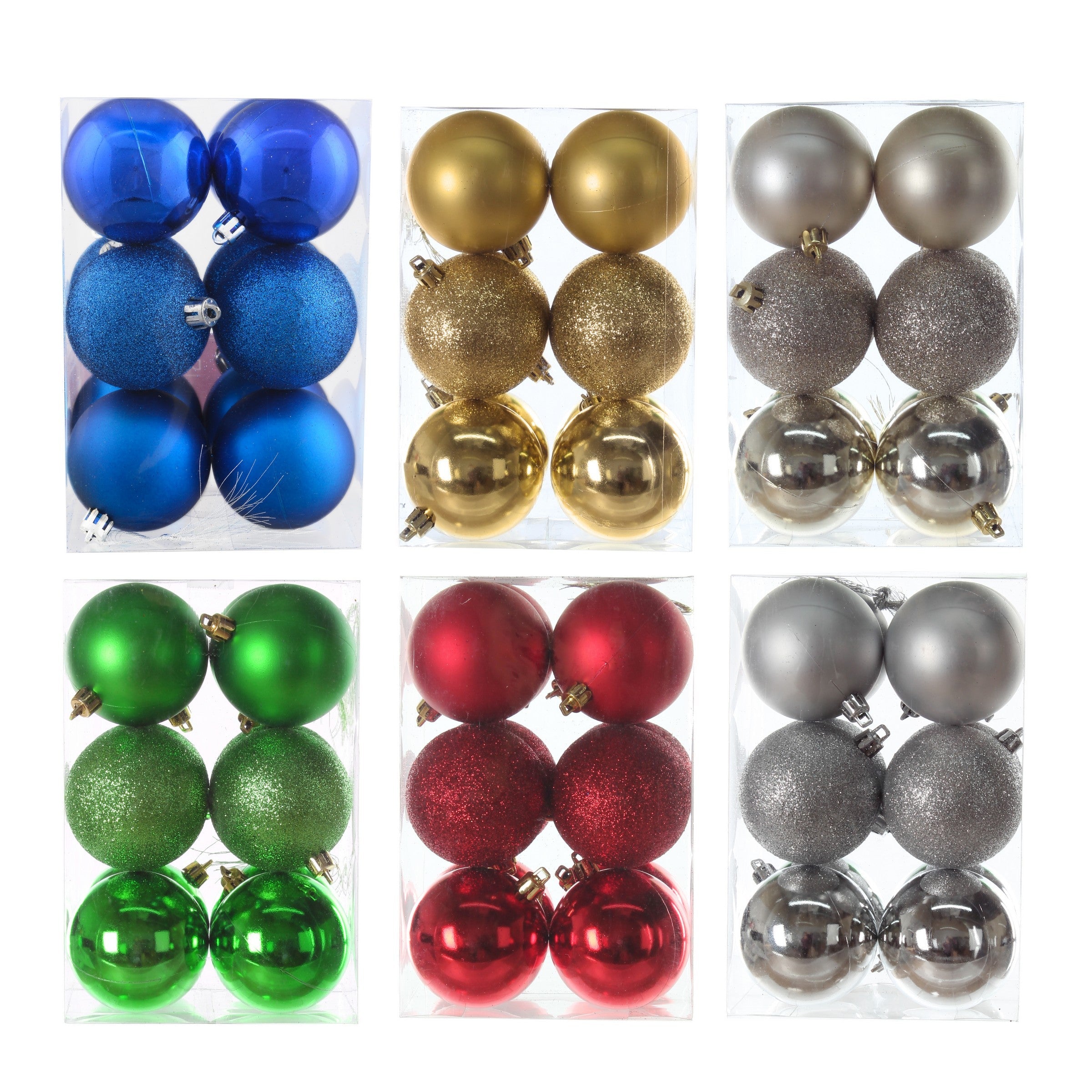 Christmas 12 Shatterproof Ball Ornaments - Shiny, Matte and Glitter 2.4in VRT