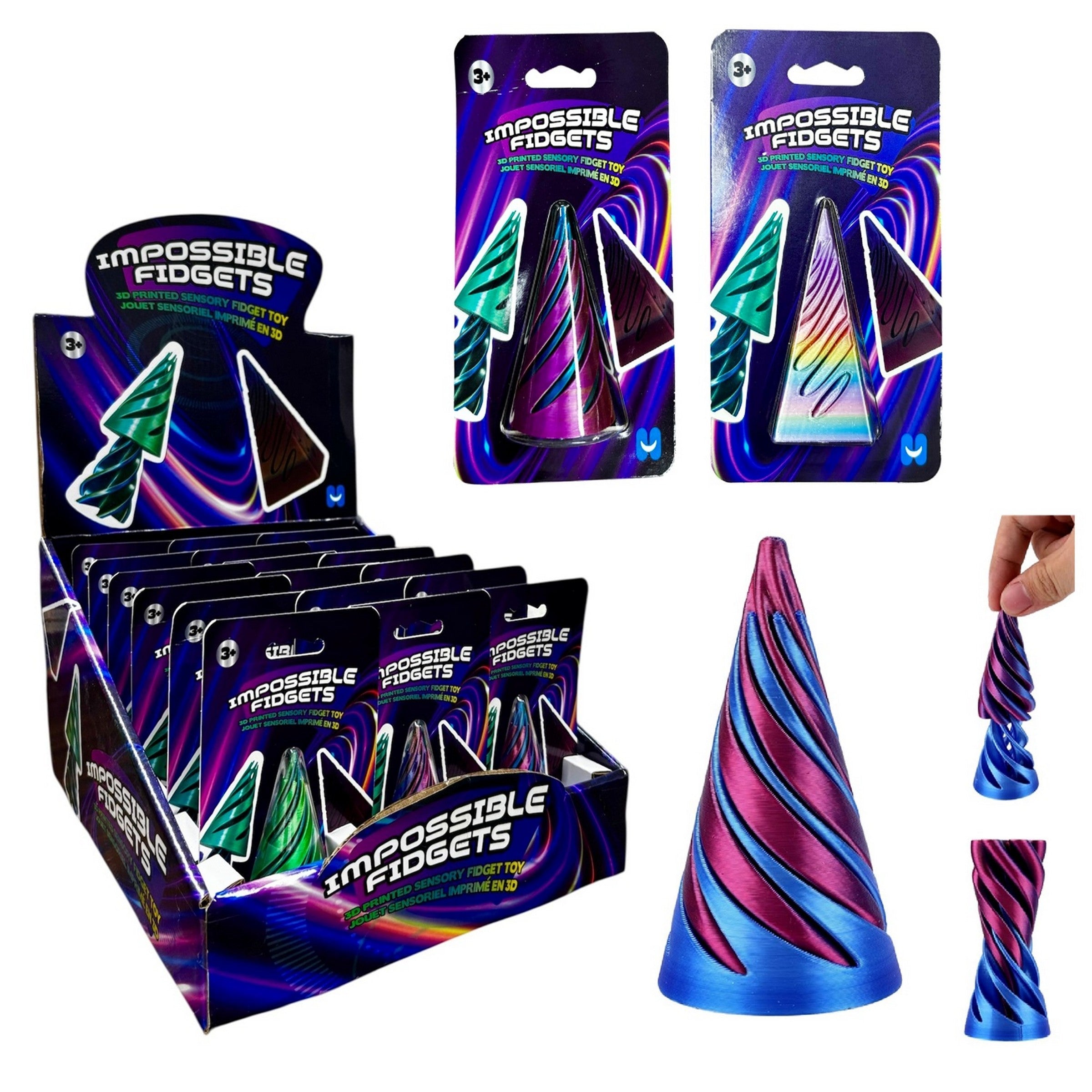 3D Printed Sensory Toy Impossible Fidgets - Cone Shape Age 3+ 2.6x1.5in VRT