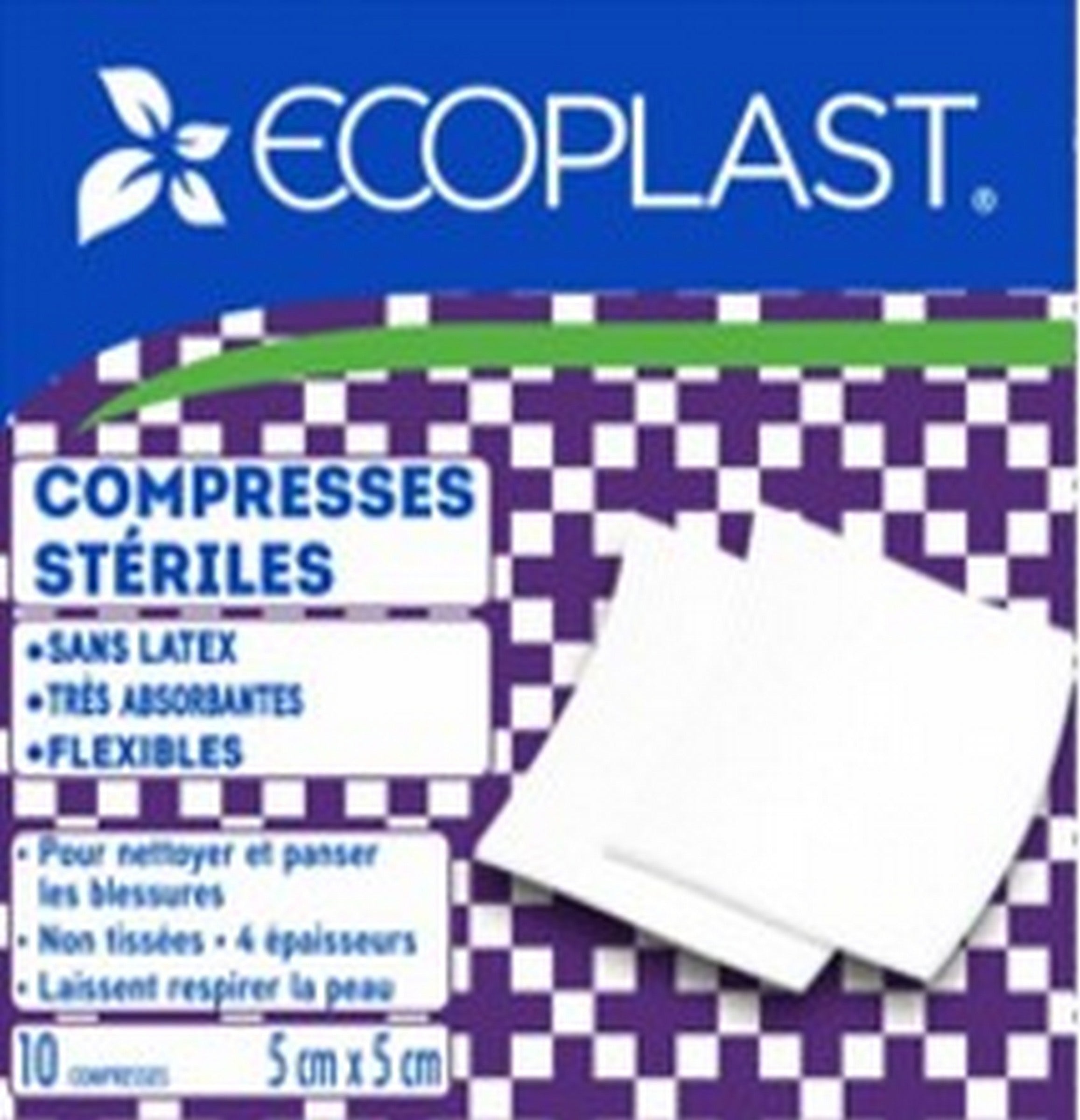 EcoPlast 10 Sterile Latex Free Pads 5x5cm (2x2in)