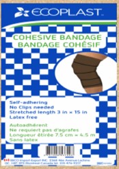 EcoPlast Cohesive Latex Free Bandage 7.5cm x4.5m (3pox15ft)