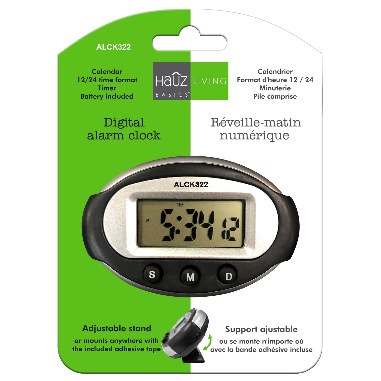Digital Alarm Clock - Battery Included 2.8x1.75x1.1in Eco Fee $0.6SUS