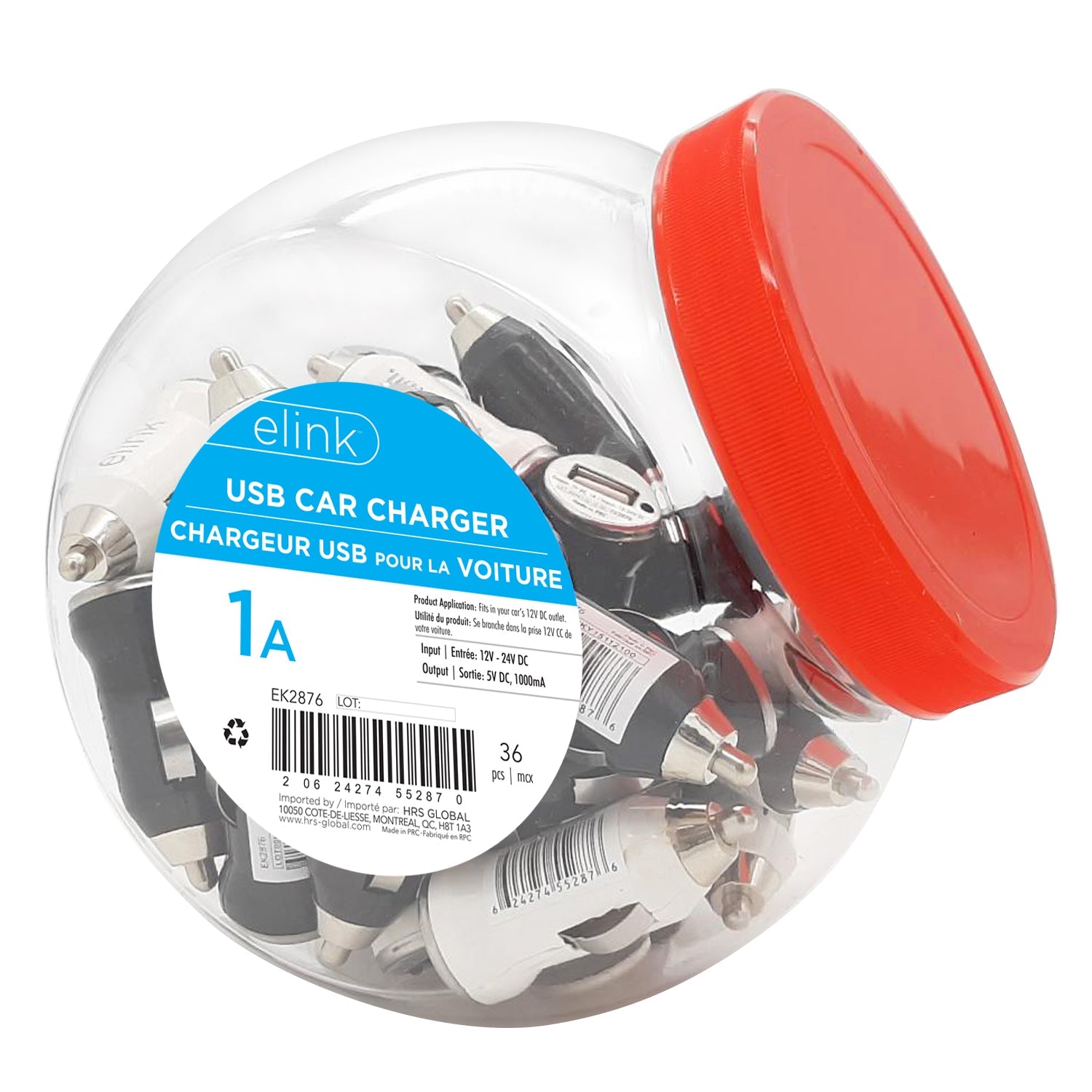 elink USB Car Charger 1A 1.75in VRT