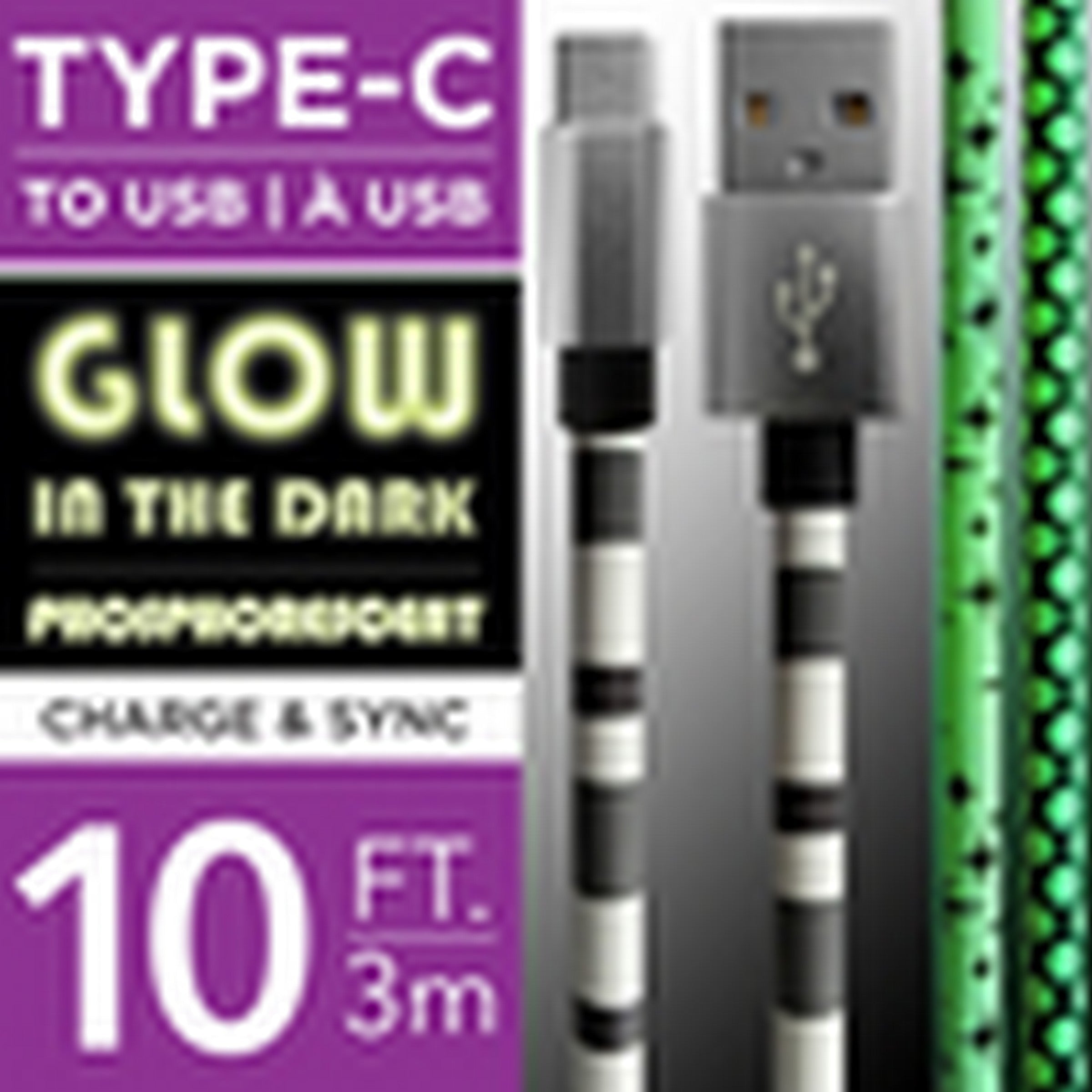 elink Glow in the Dark Type-C to USB Cable 10ft (3m)
