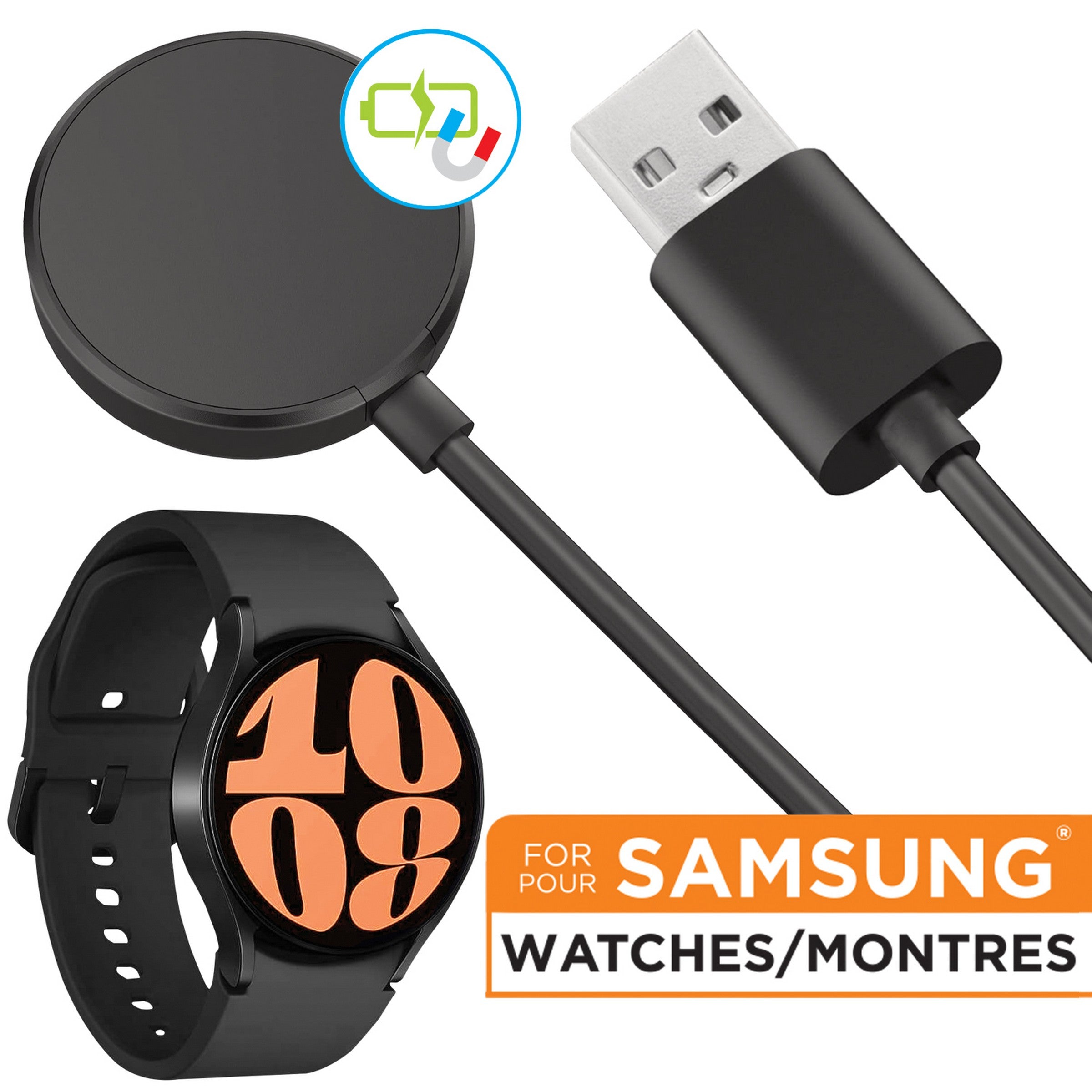 elink Black Wireless Charger for Samsung Watch 3.3ft cable