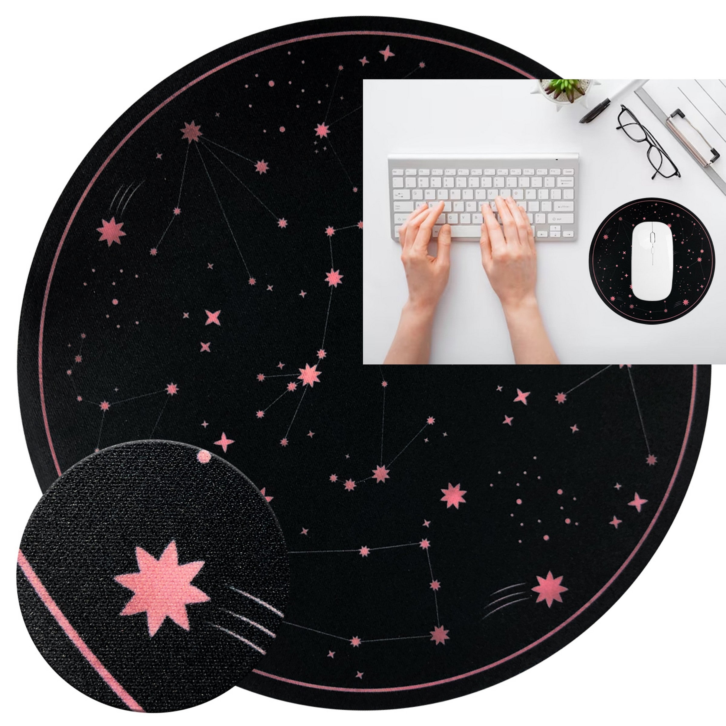 elink Round Slim Printed Mouse Pad 8.6in