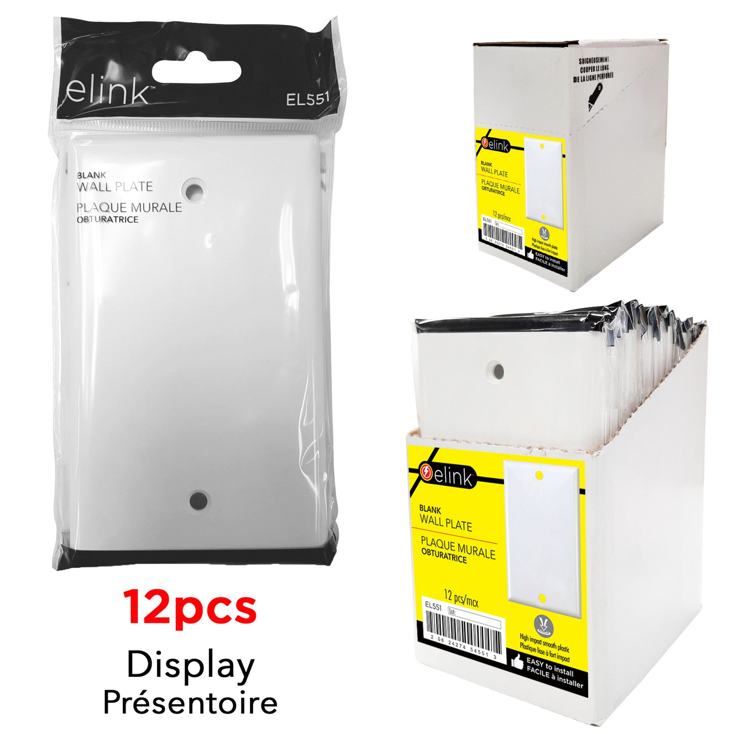 elink Blank Wall Plate - White Plastic 2.75x4.5in Each Sold Separately