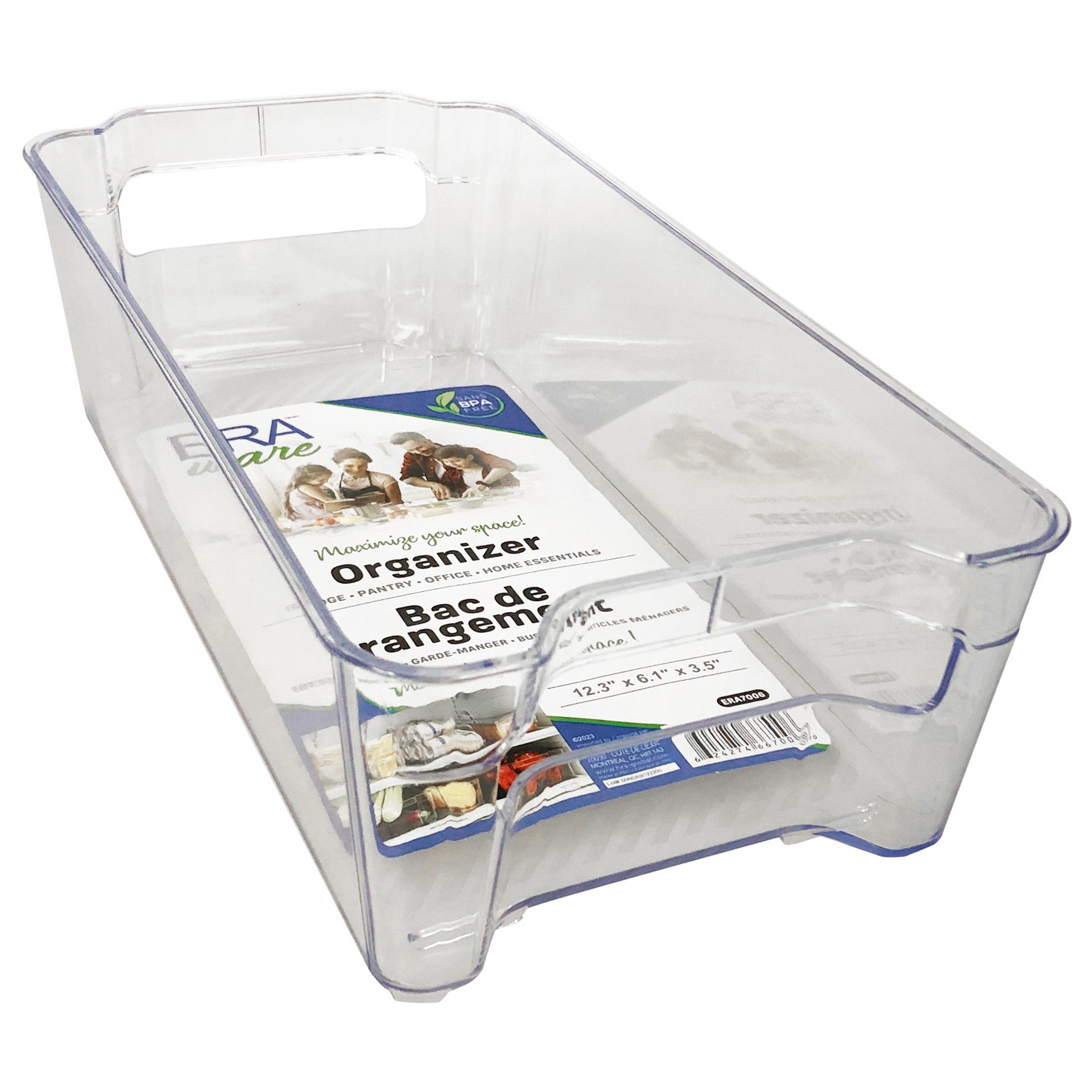 Eraware Clear Plastic Organizer with Handles 12.3x6.1x3.5in