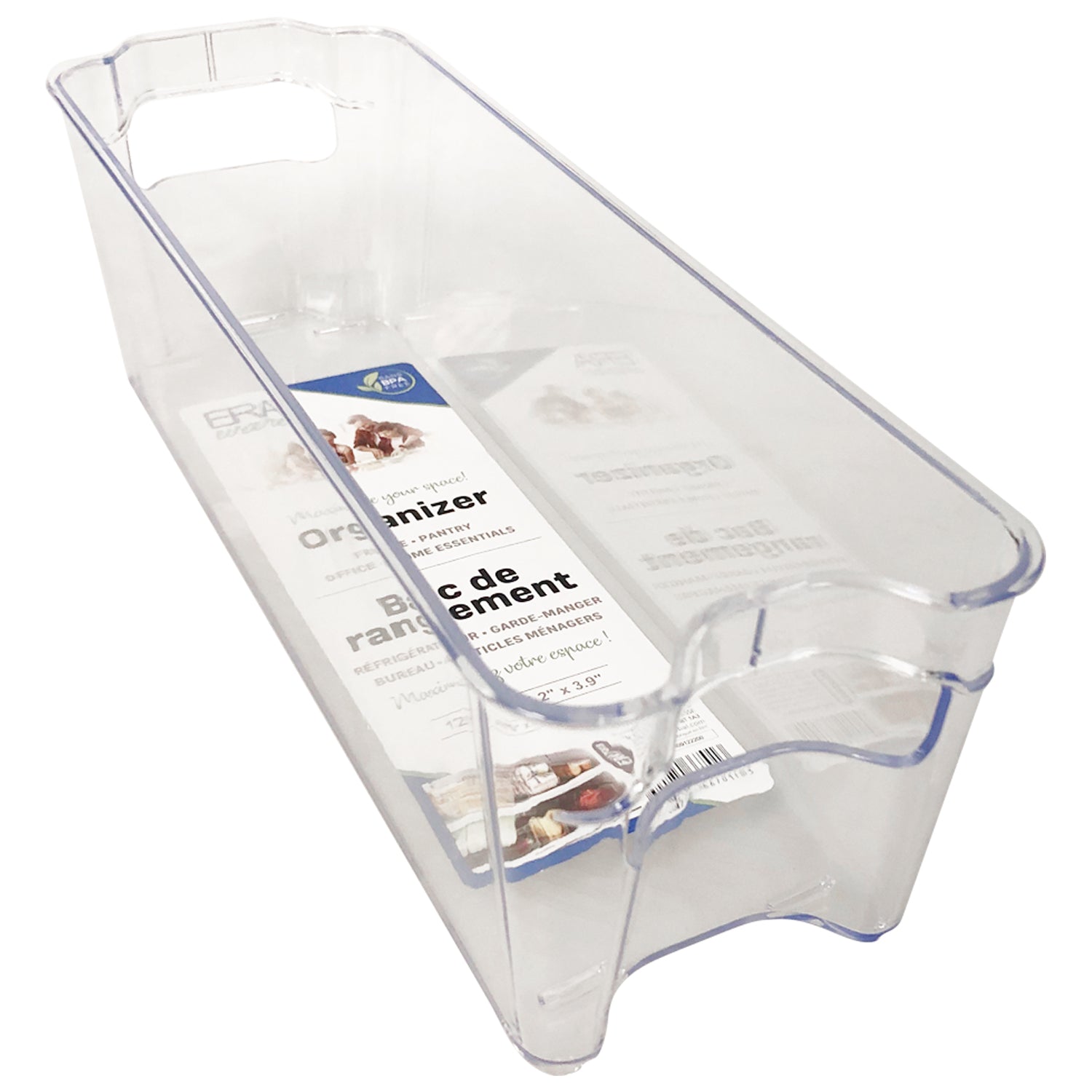 Eraware Clear Plastic Organizer with Handles 12.75x4.2x3.9in