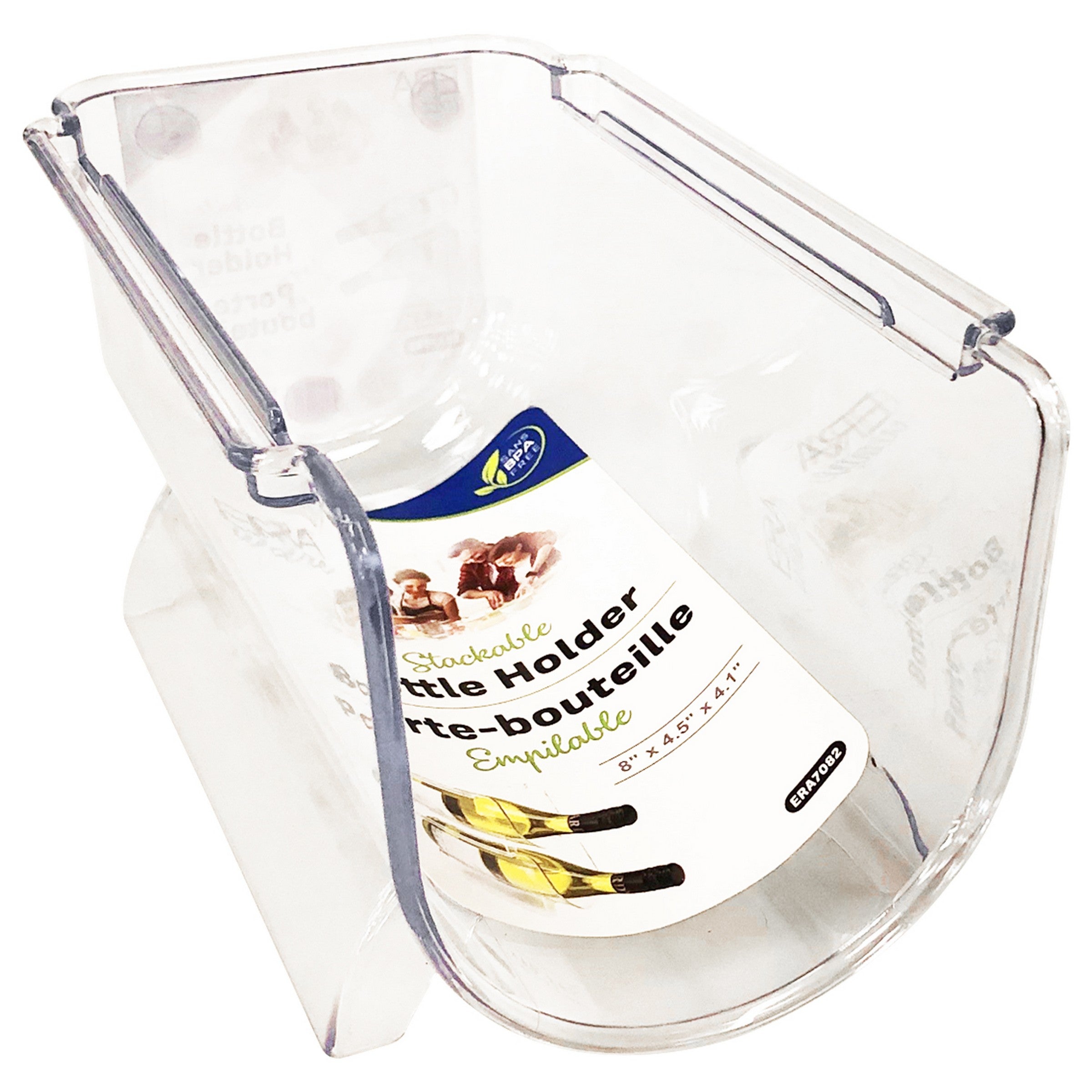 Eraware Clear Plastic Stackable Wine Bottle Holder 8x4.5x4.1in