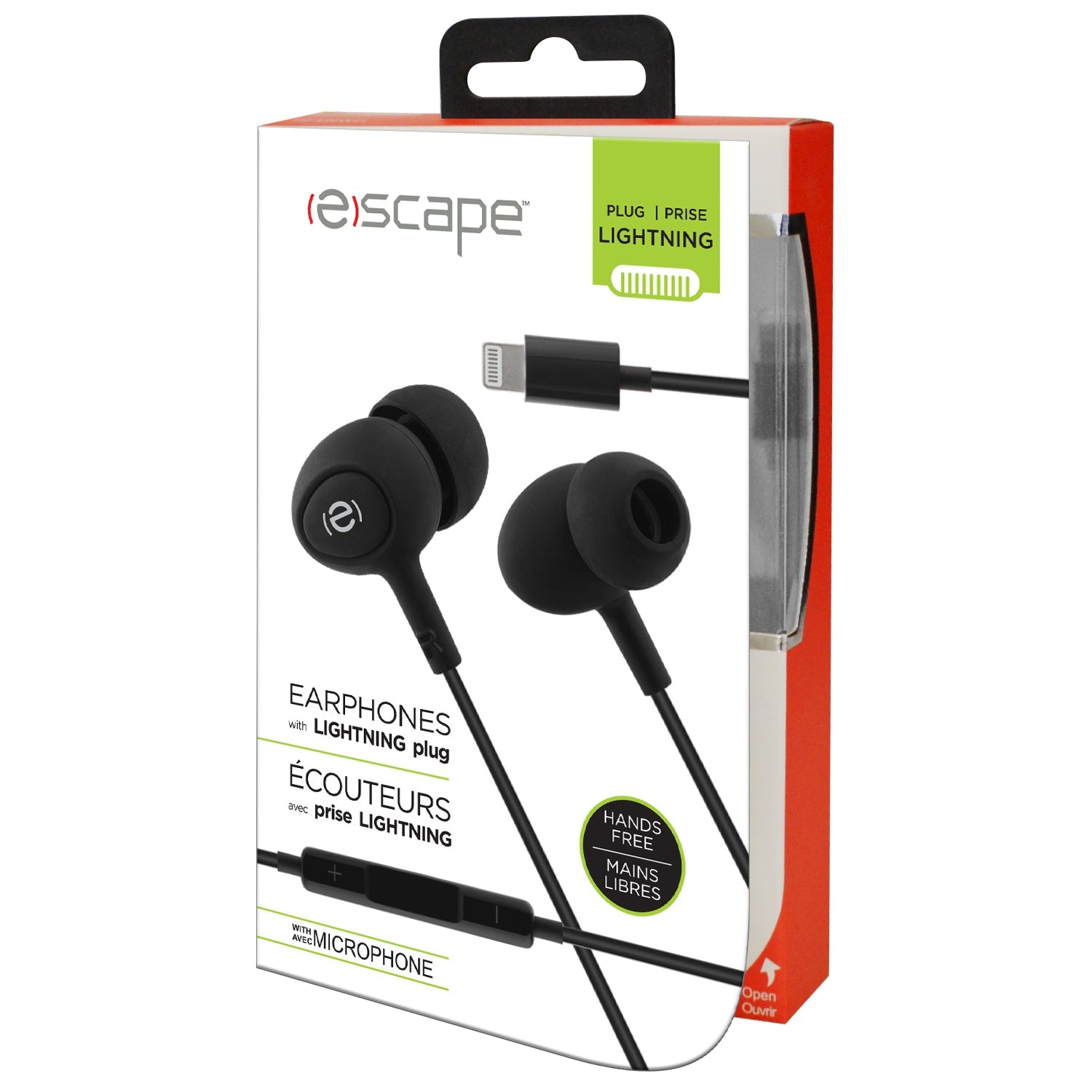 Escape Black Hands Free Earphones with Lightning Plug 4ft (1.2m) Cable Eco Fee $0.2SUS