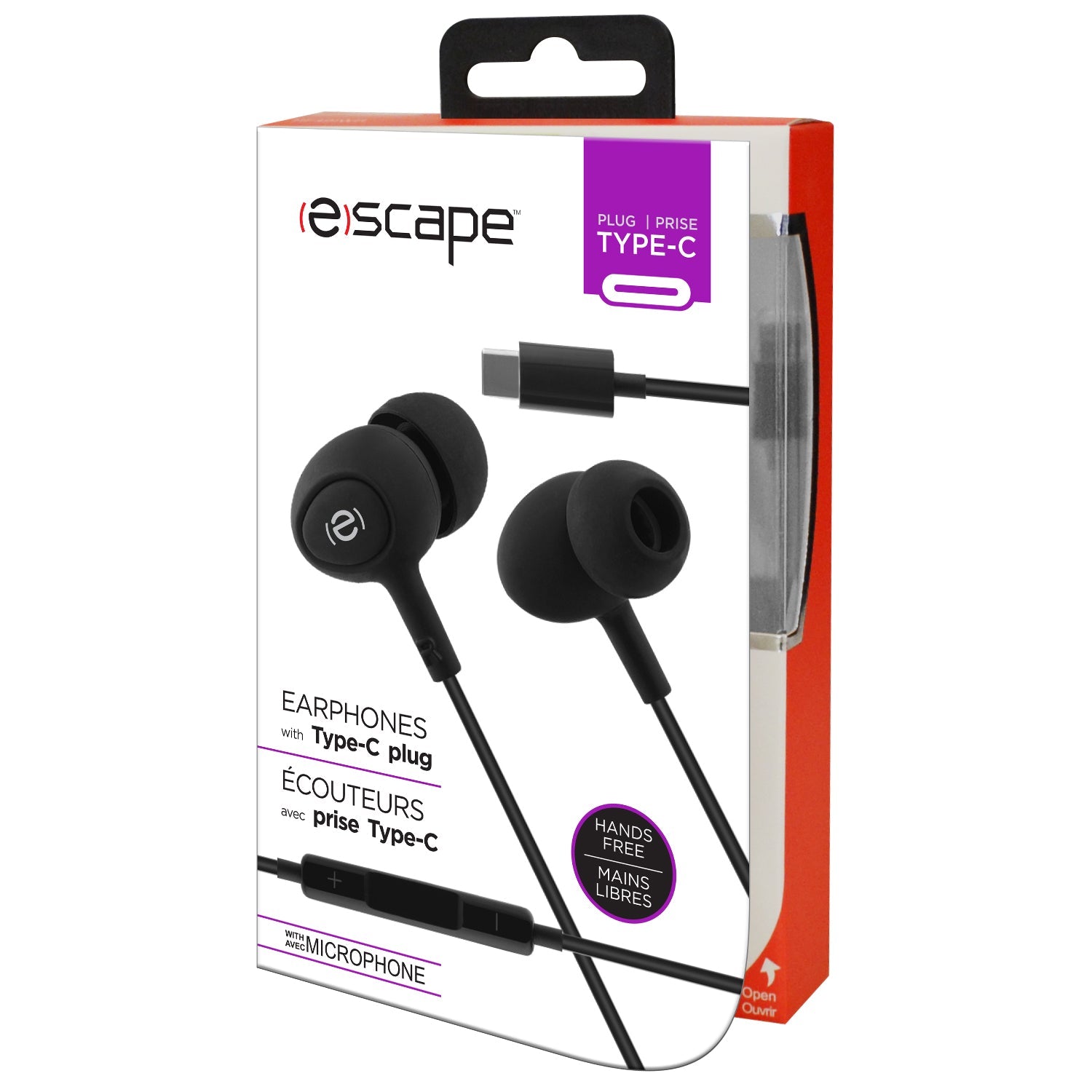 Escape Black Hands Free Earphones with Type-C Plug Eco Fee $0.2SUS
