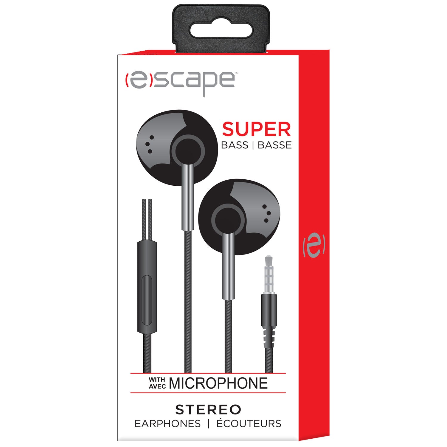 Escape Black Stereo Earphones with Microphone 3.6ft (1.1m) Cable Eco Fee $0.2SUS