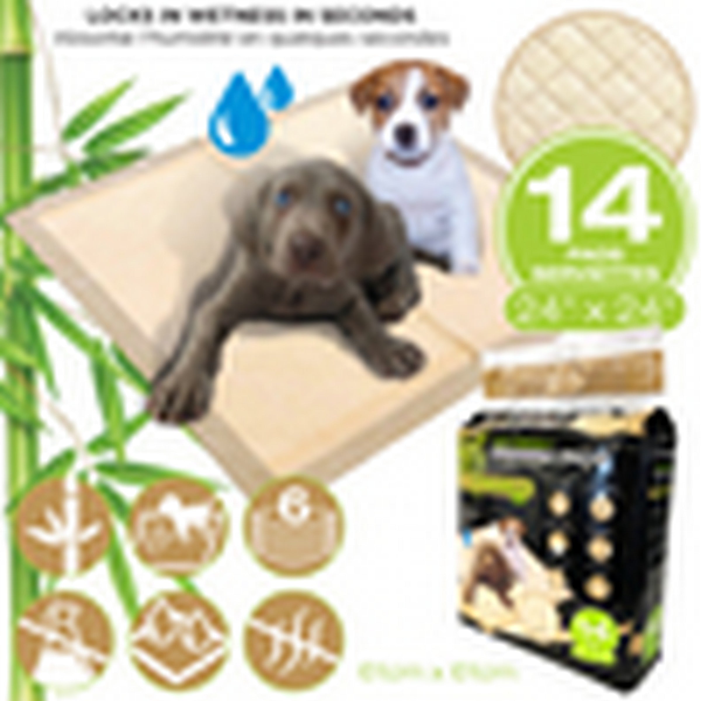 Animooos 14 Quilted Texture Training Pads - Bamboo Fibers 24x24in (61x61cm)