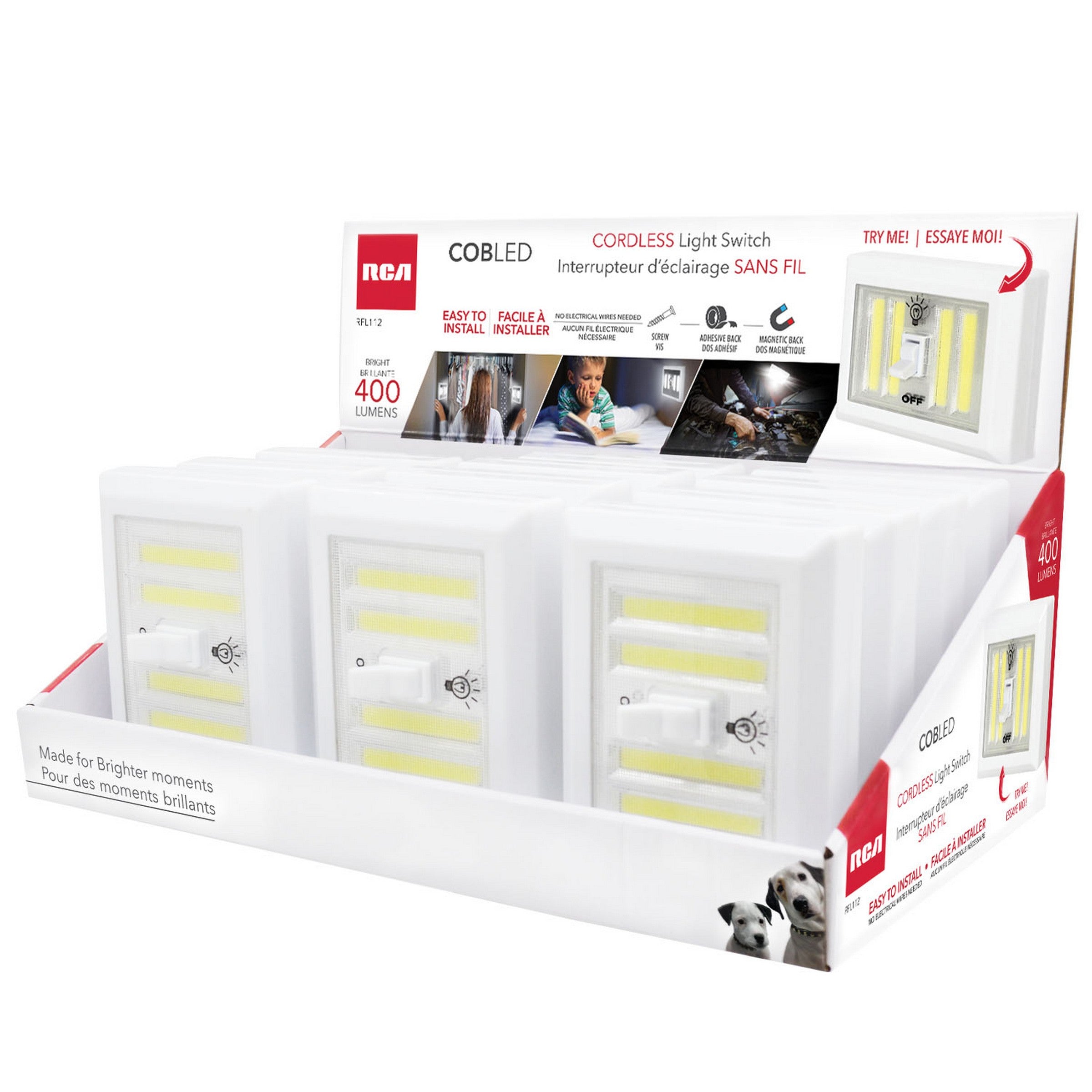 RCA Cordless COB Led Light Switch 4.75x3.75x1in Each Sold Separately