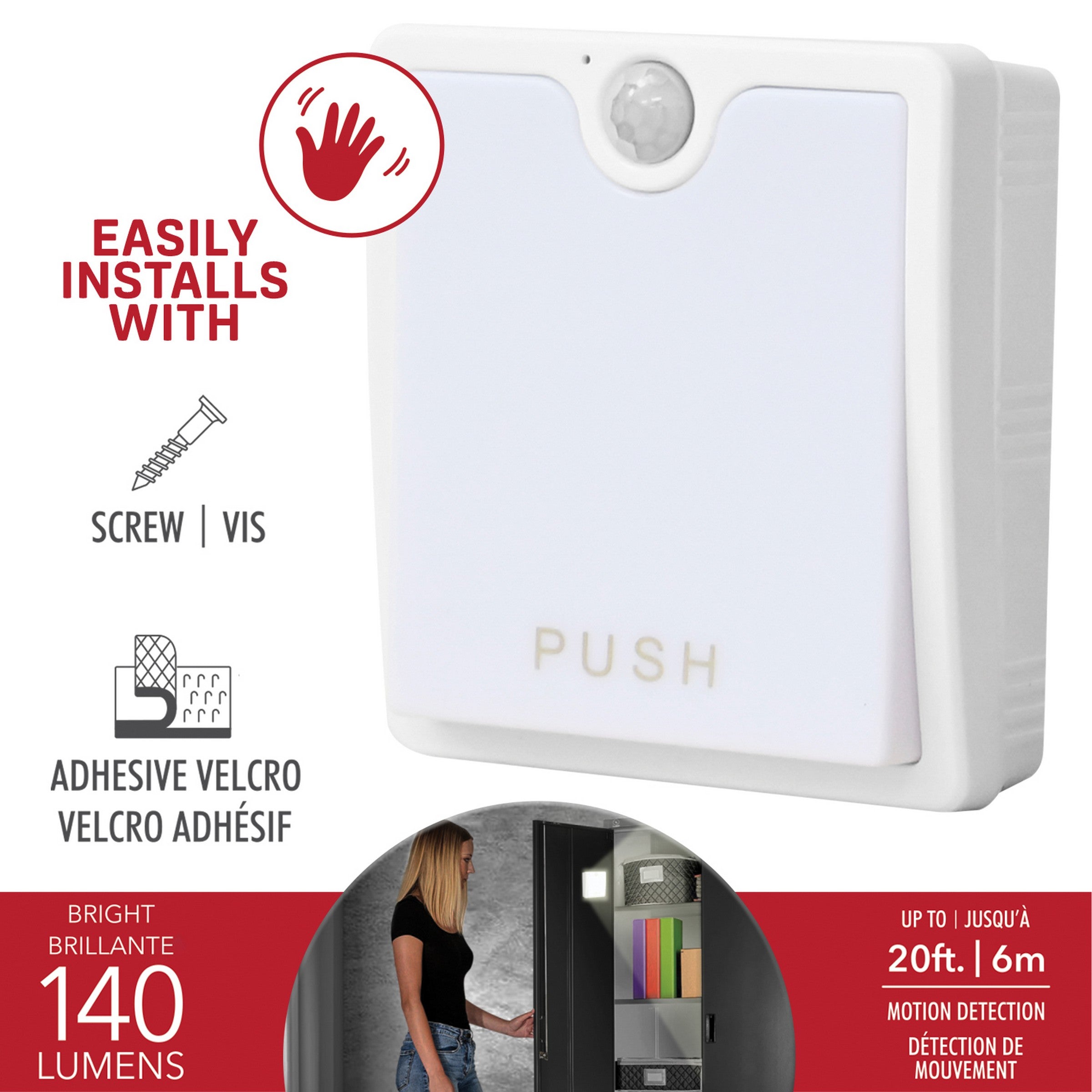 RCA Motion Sensor Push Light - 3AAA not Included 3.25x3.6x1.4in