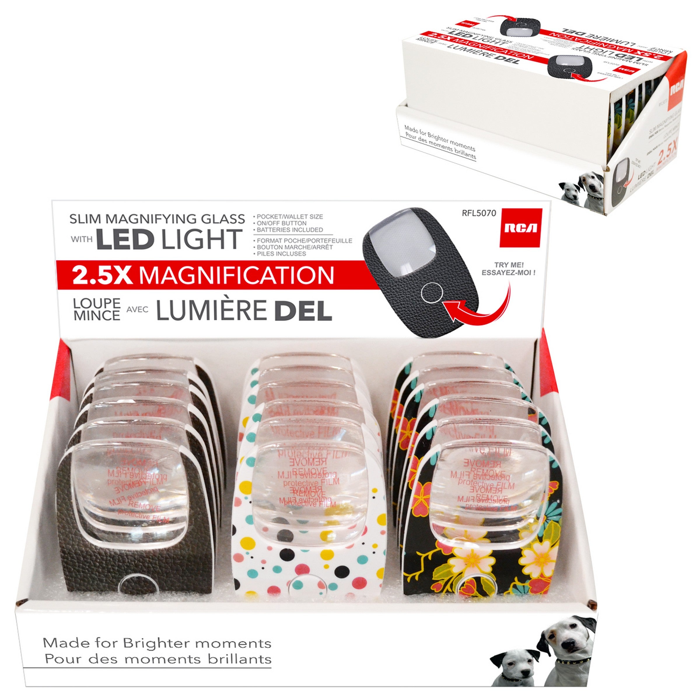 RCA Magnifying Glass with Led Light - Batteries Included 3.5x2.25in VRT