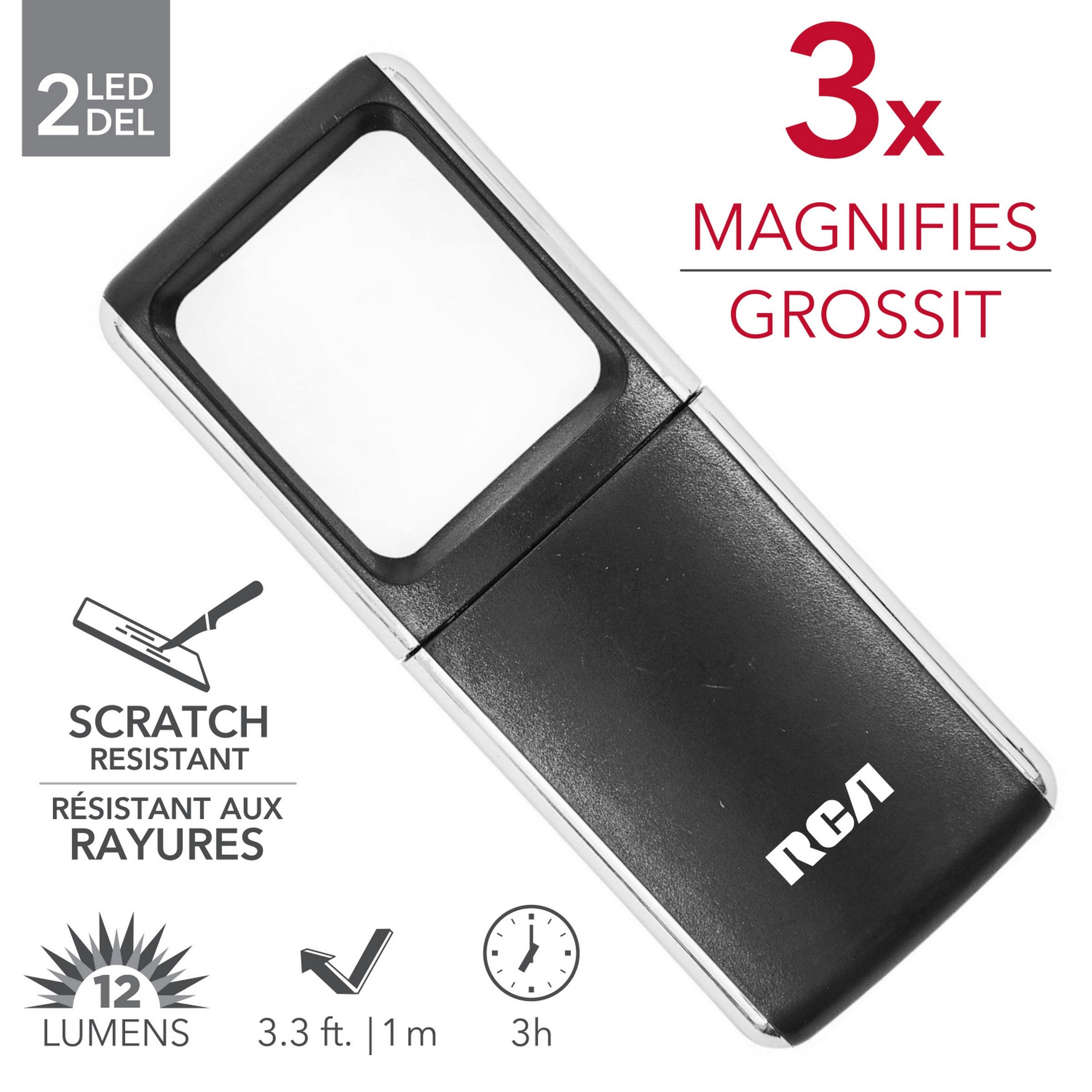 RCA Magnifying Glass with Led Light - Batteries Included 4.5x1.75x0.5in VRT