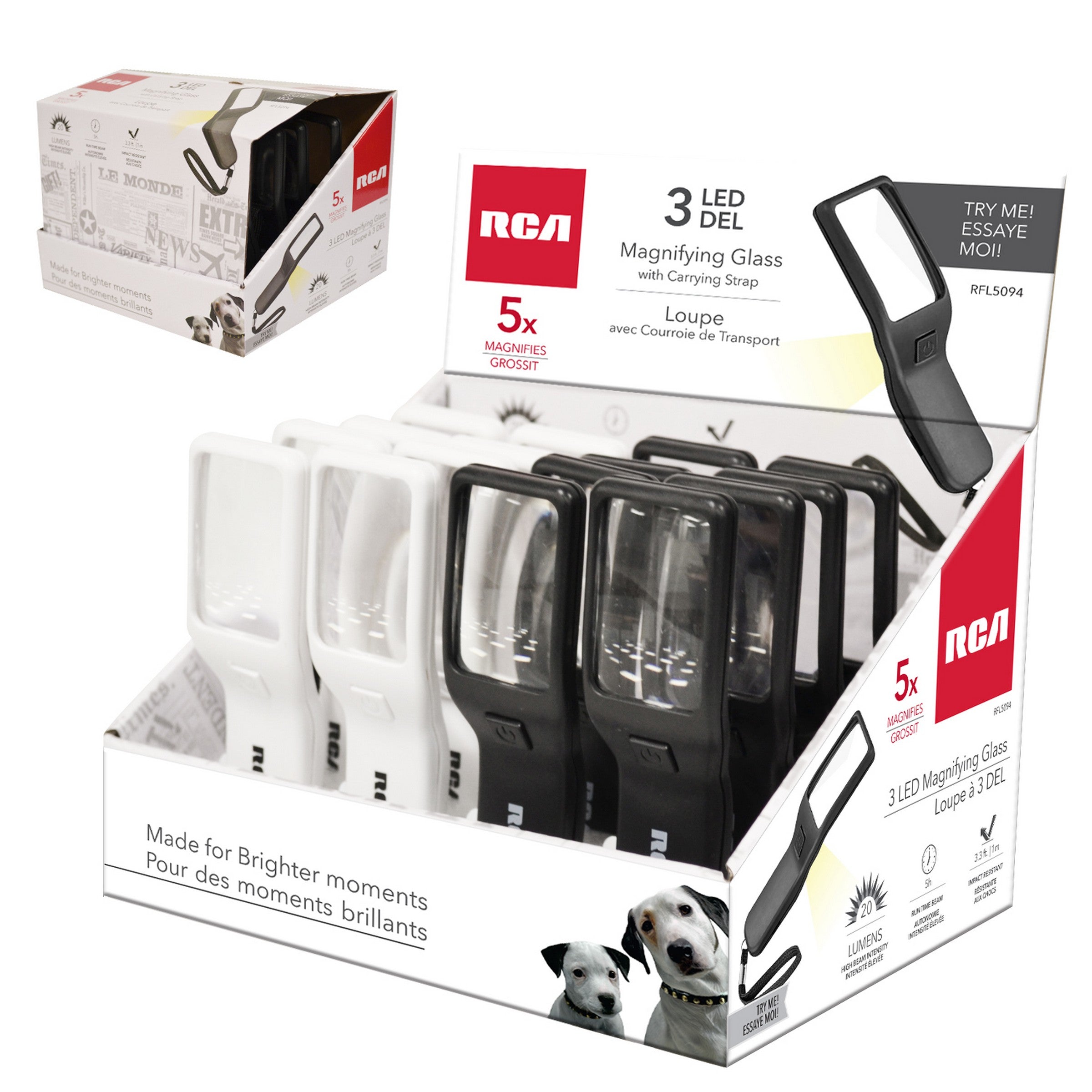 RCA Magnifying Glass with Led Light and Carrying Strap 5x1.5in VRT