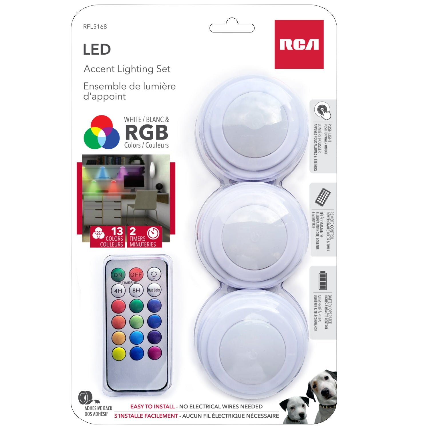 RCA Accent Lighting Set - White and Colors with Remote Control