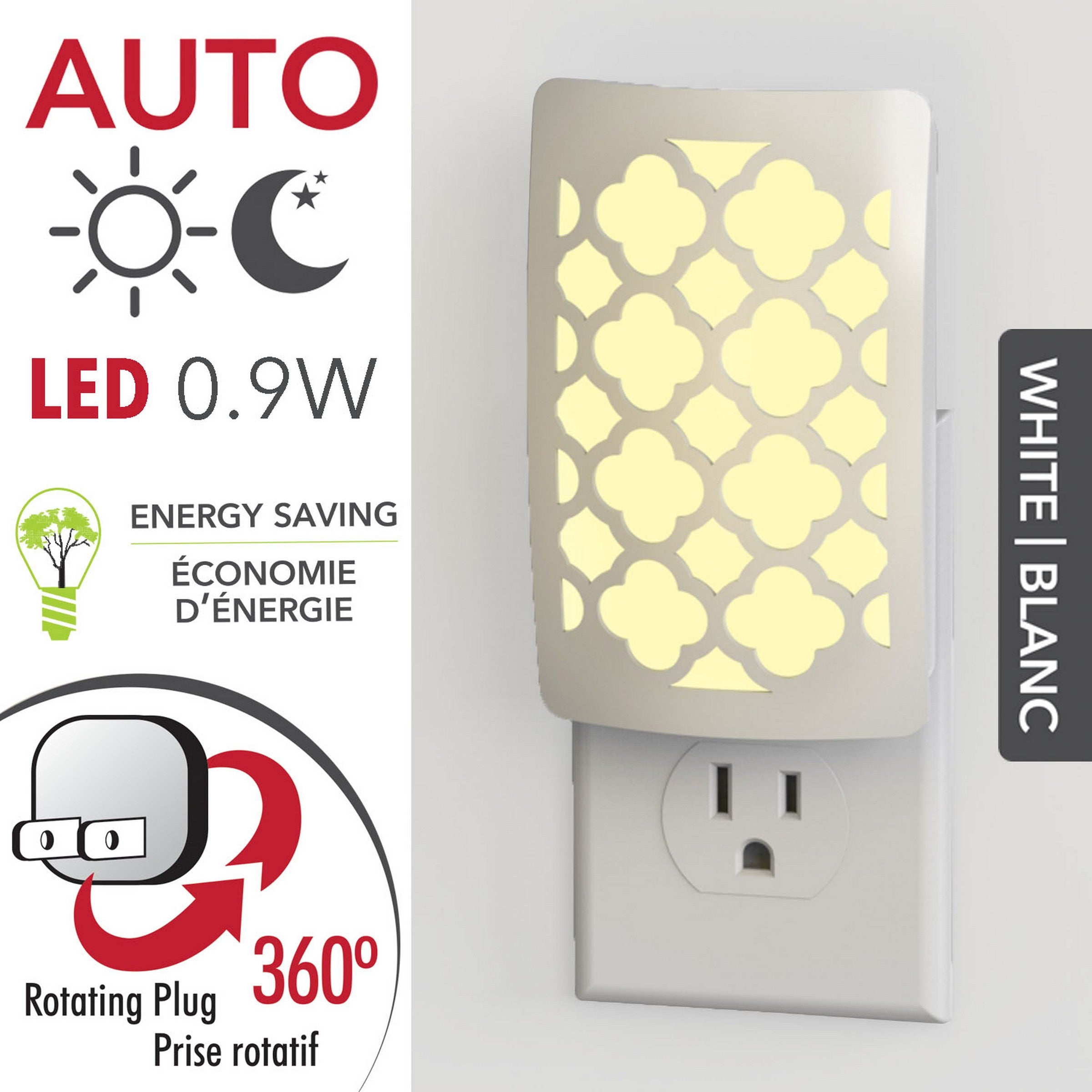 RCA Automatic Led Night Light - White 0.9W 2.75x4.5x1in