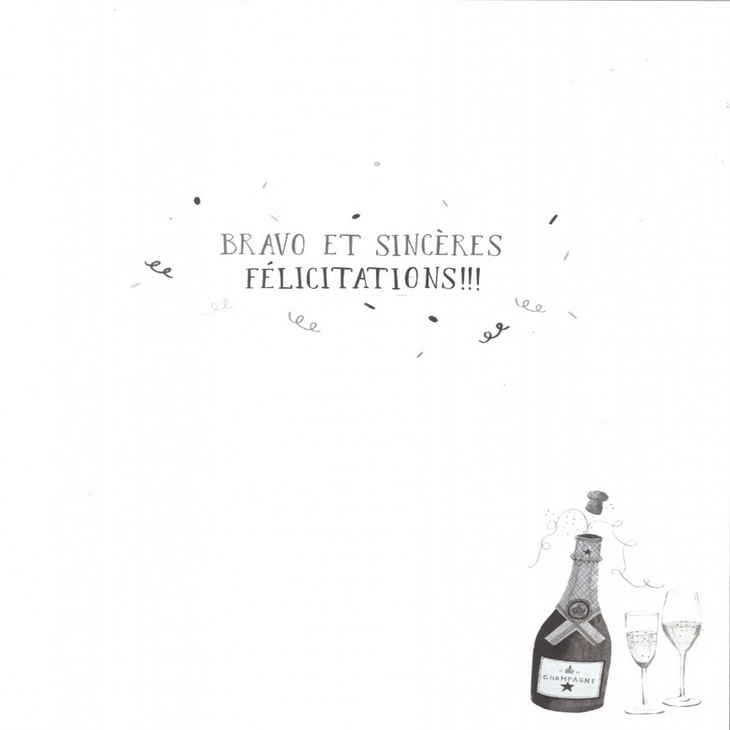 French Greeting Card - Félicitations - Champagne 12x9in