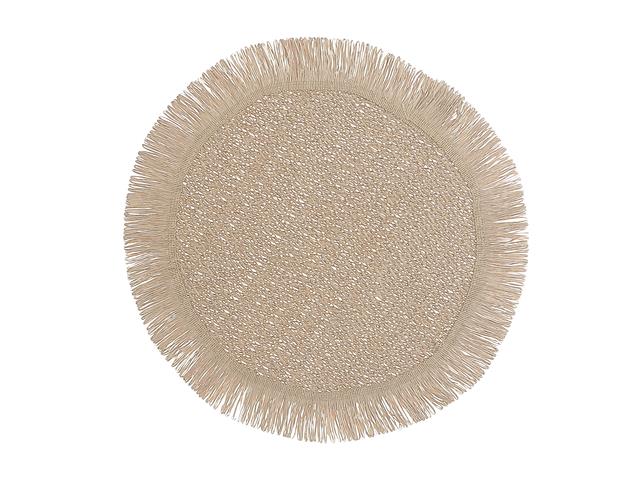 Round Fringed Camel Placemat - 100% Paper 15in