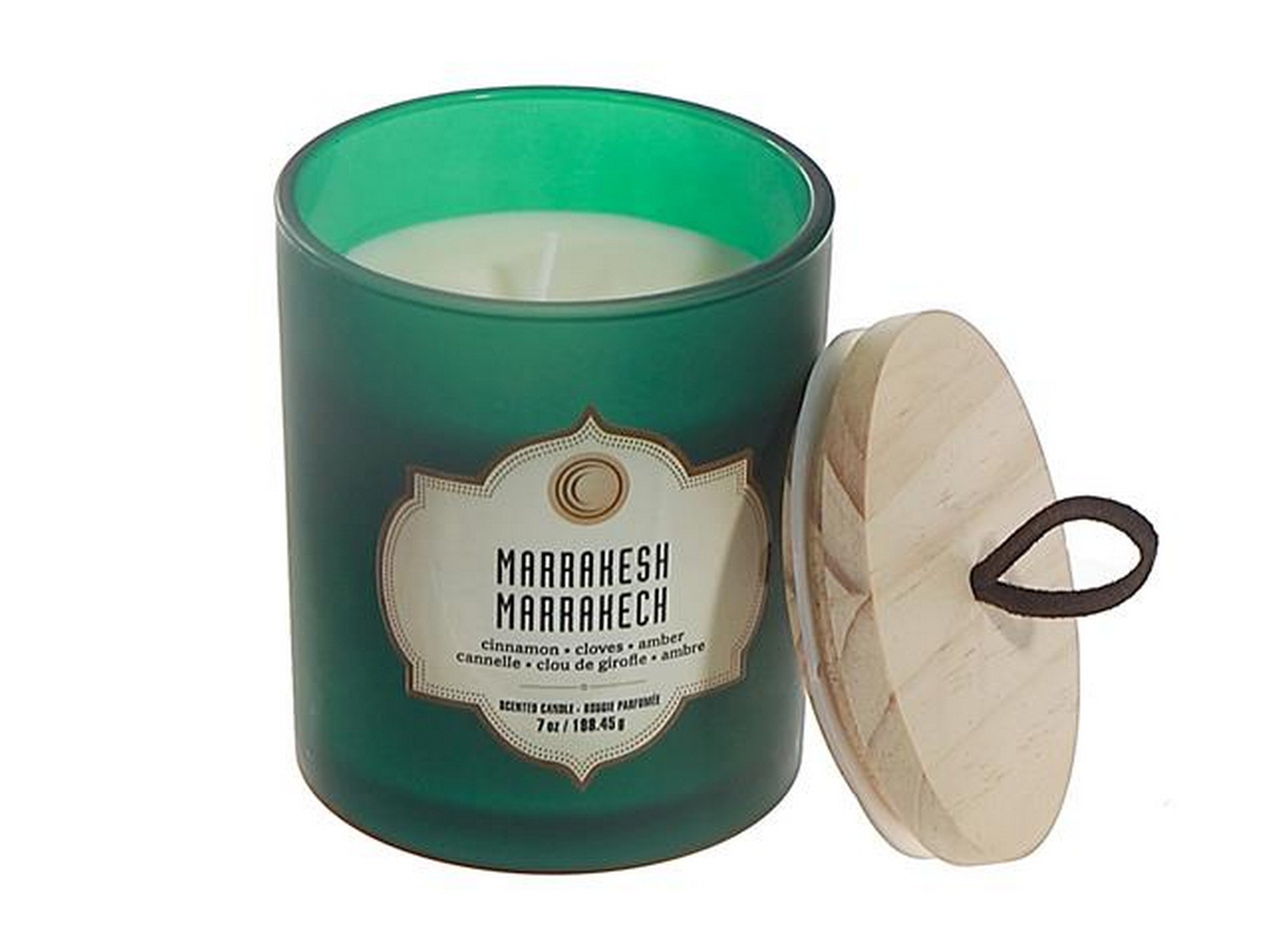 Green Jar Scented Candle with Wooden Lid - Marrakech 7oz