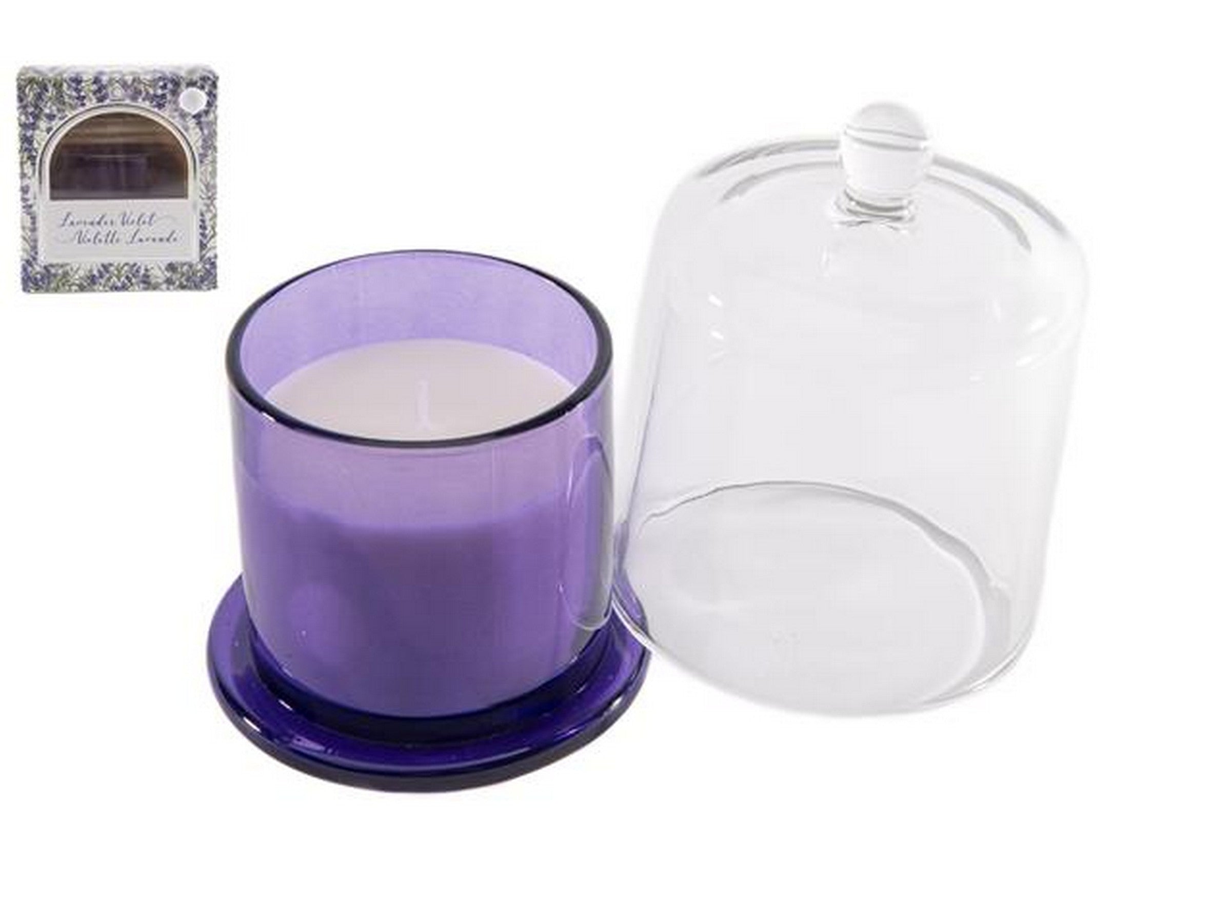 Glass Candle with Bell Cover - Lavender Violet 8oz