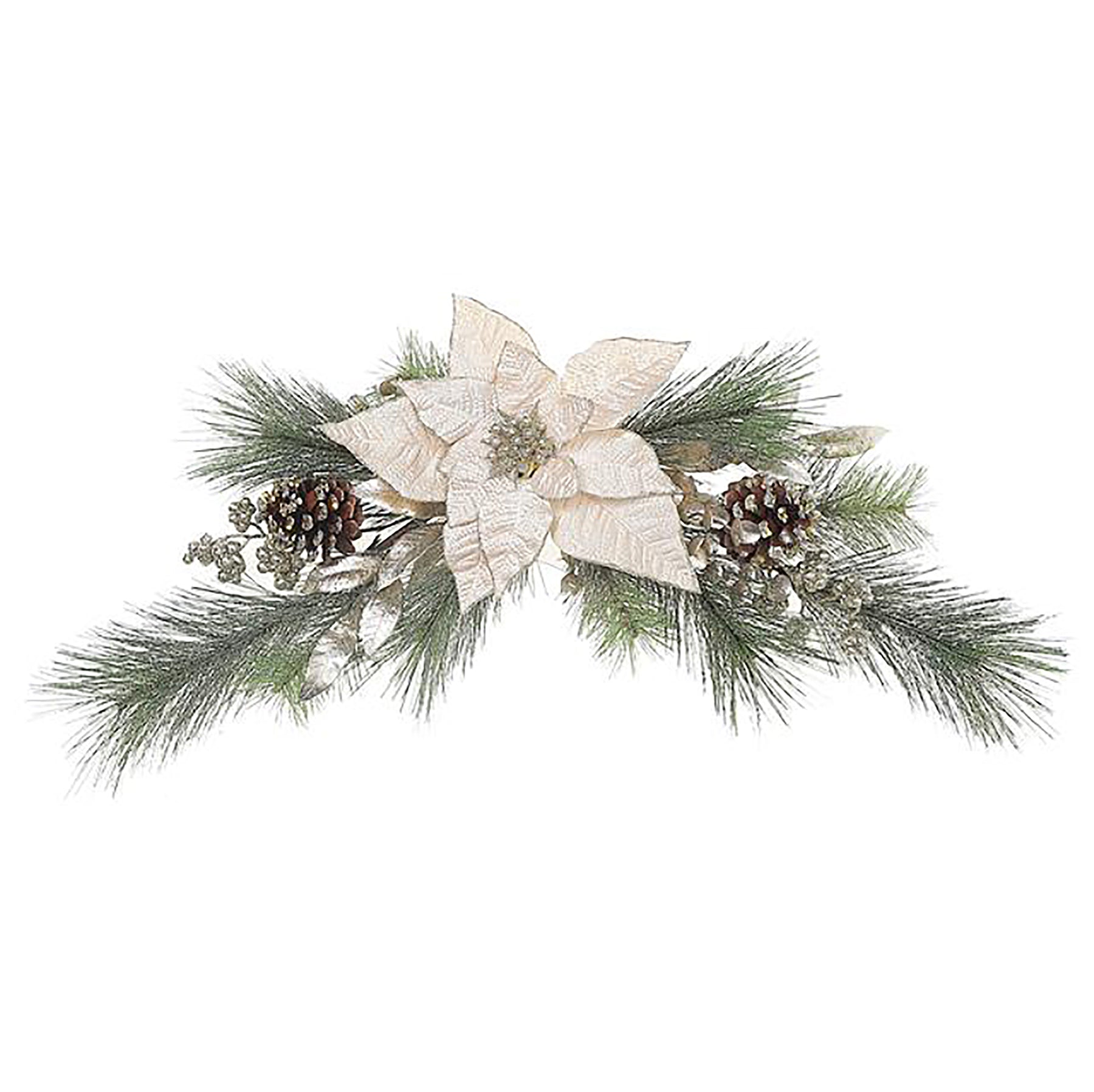 Christmas Poinsettia and Pinecone Swag 24in