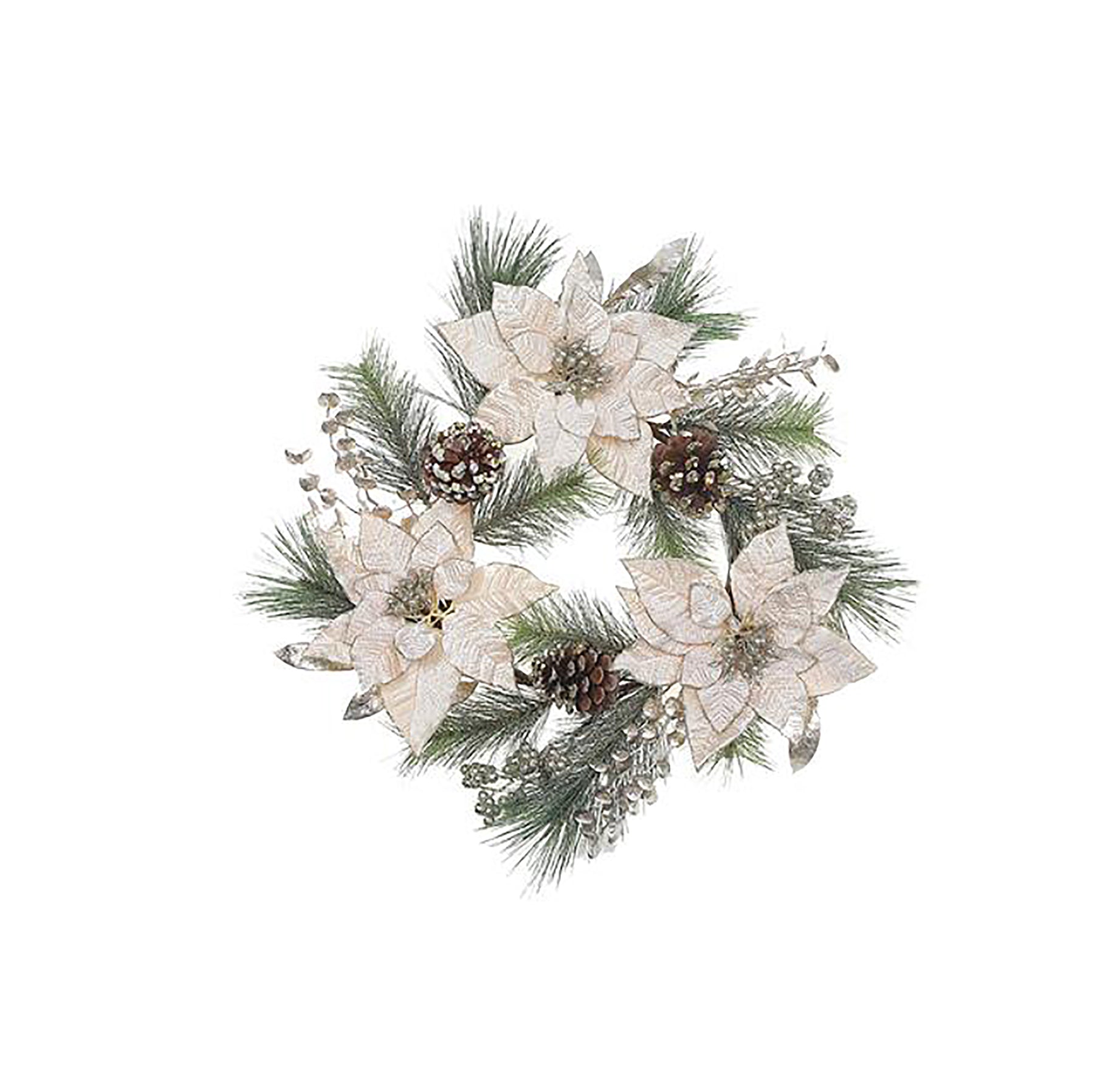 Christmas Poinsettia and Pinecone Wreath 20in