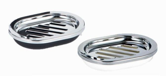 Plastic Soap Dish with Chrome Accent 5.1x3.75in VRT