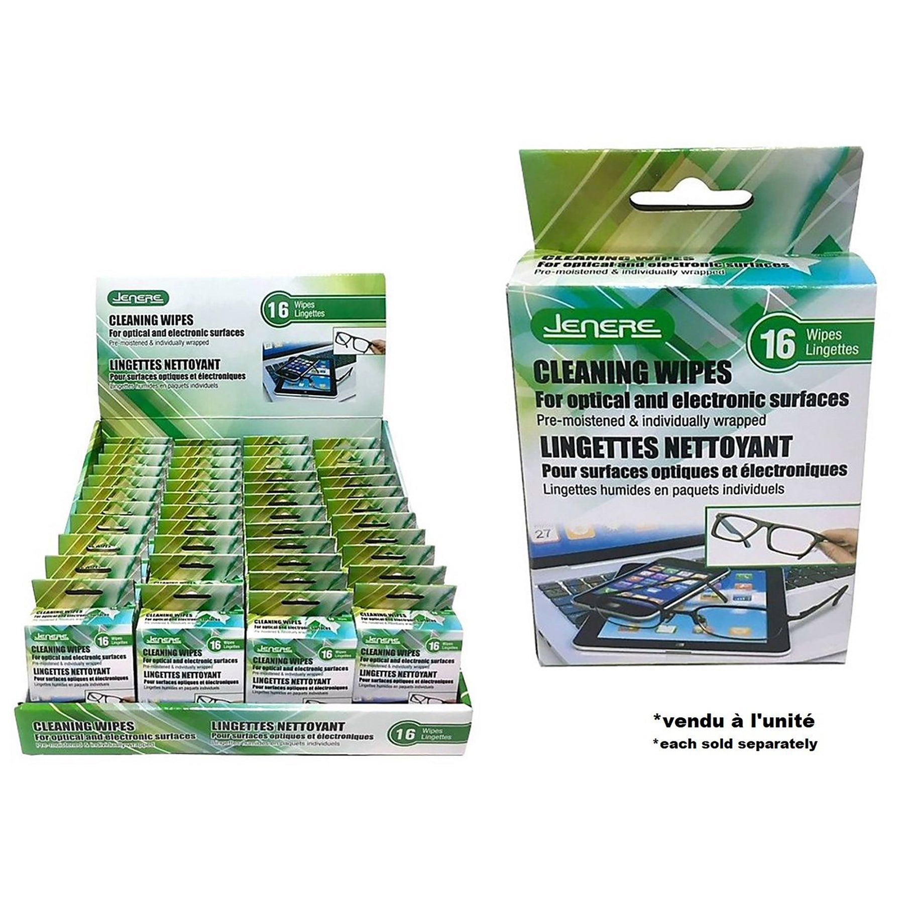 Jenere 16 Cleaning Wipes for Optical and Electronic Surfaces
