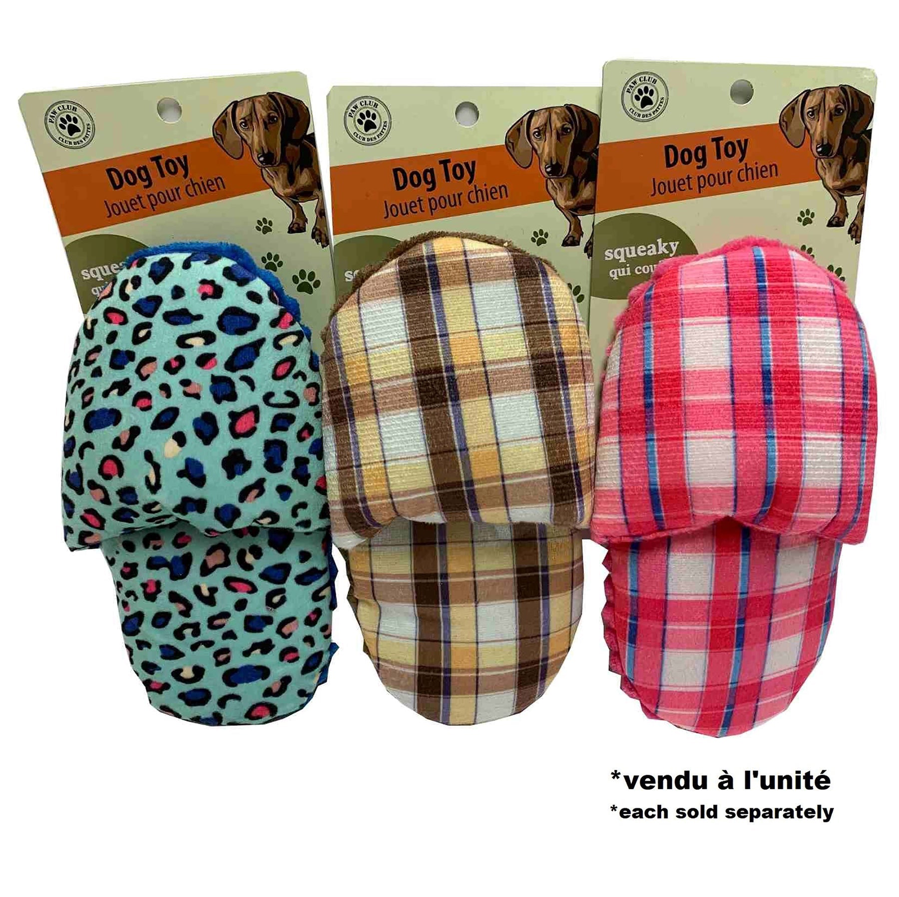 Paw Club Dog Toy - Squeaky Slipper 7in