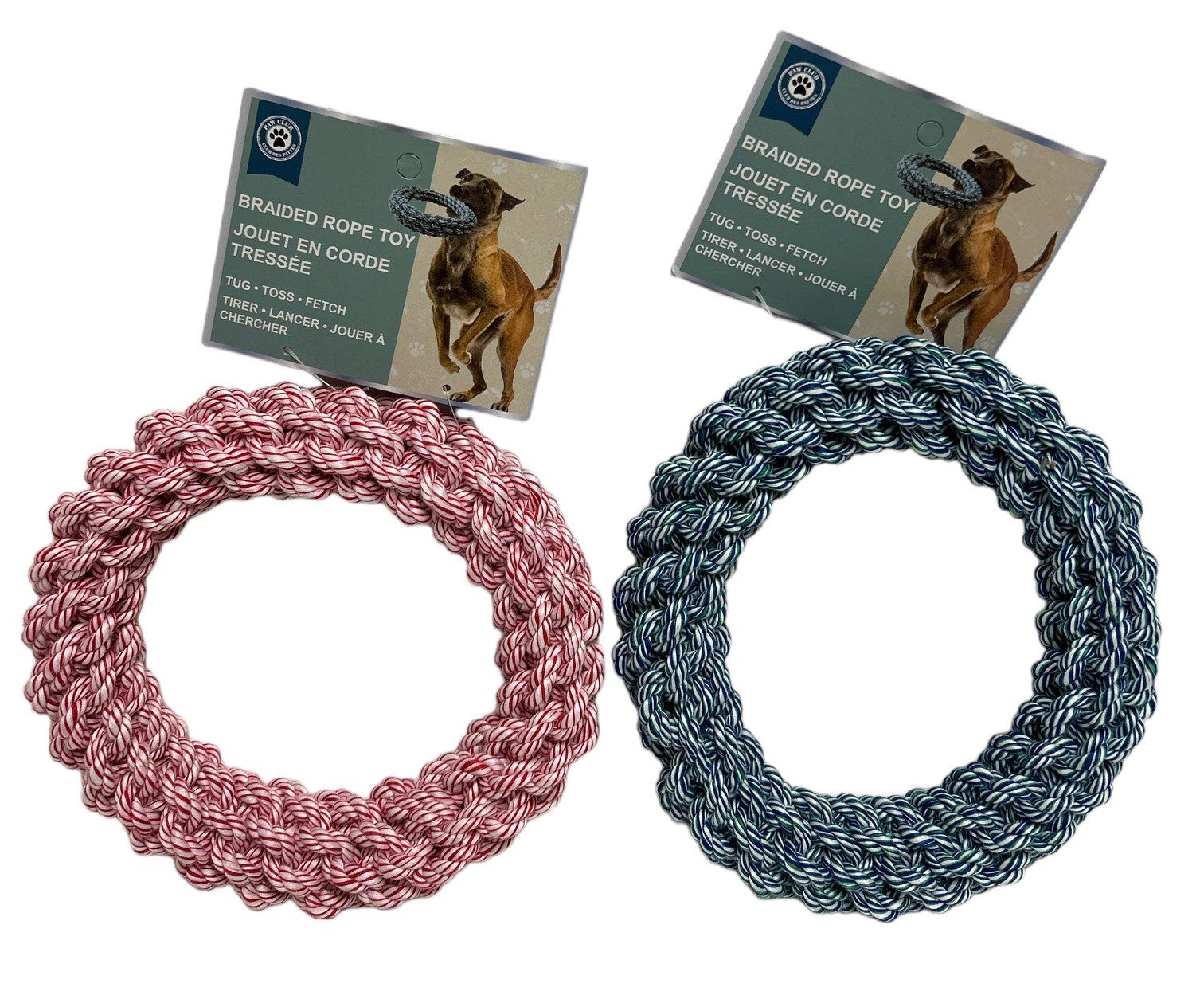 Paw Club Dog Braided Rope Ring 8in dia. VRT