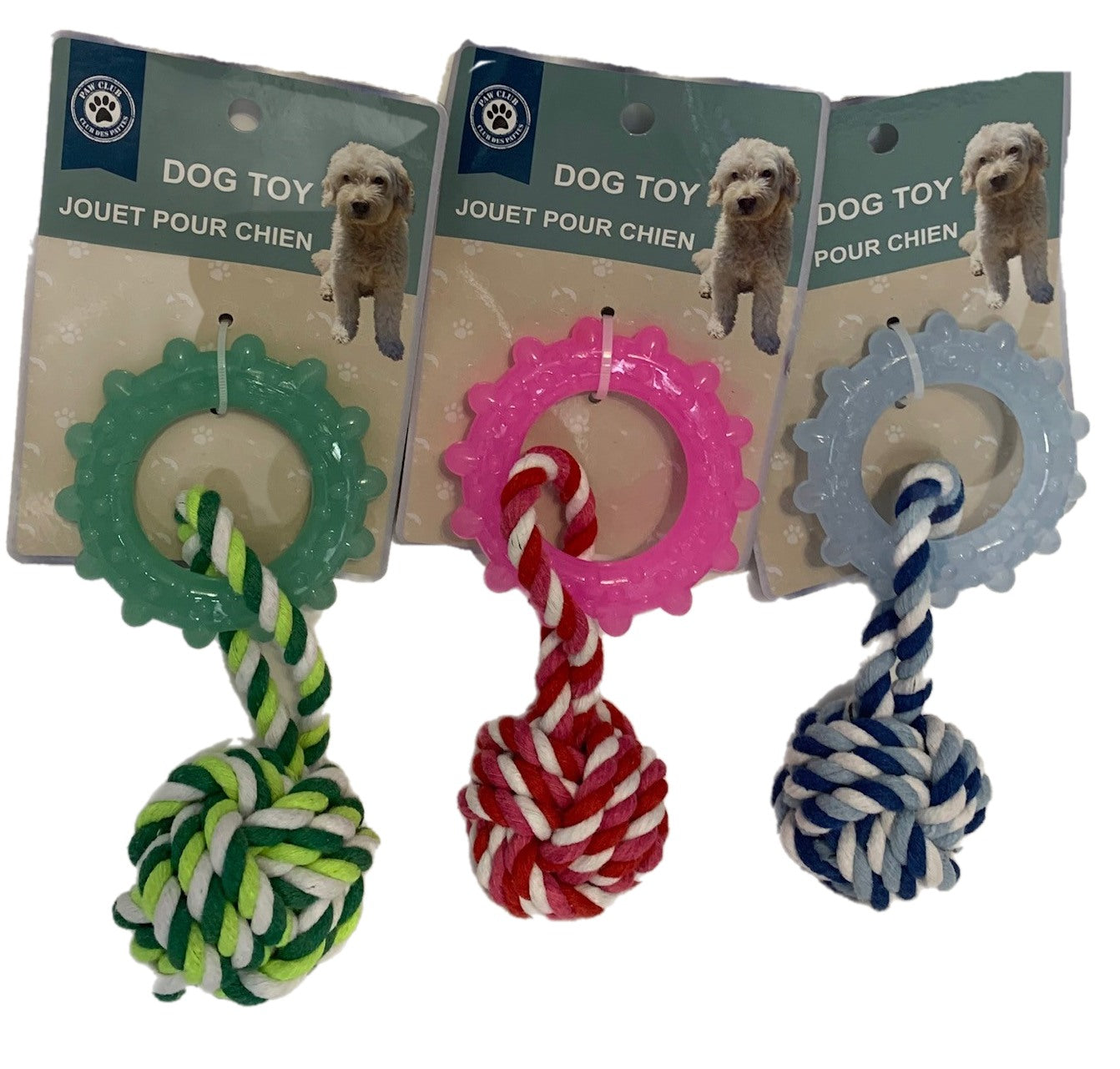 Paw Club Dog Rubber Ring with Rope Ball VRT