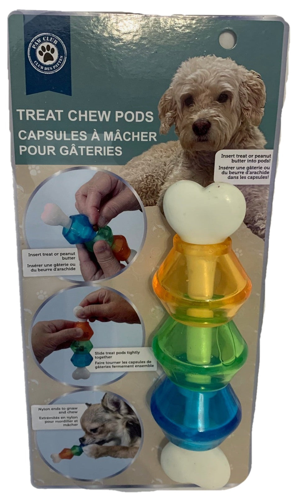 Paw Club Dog Plastic Treat Chew Pods with Nylon Ends
