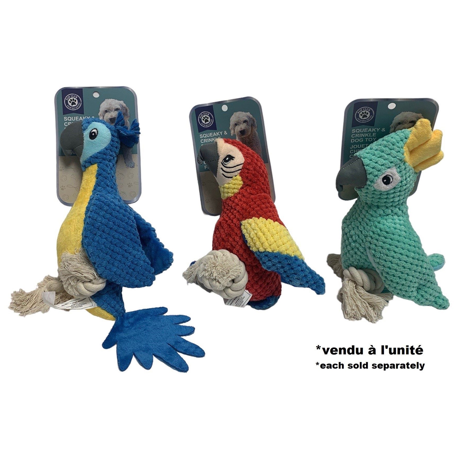 Paw Club Dog Toy - Squeaky Parrot 11 to 12in approx.
