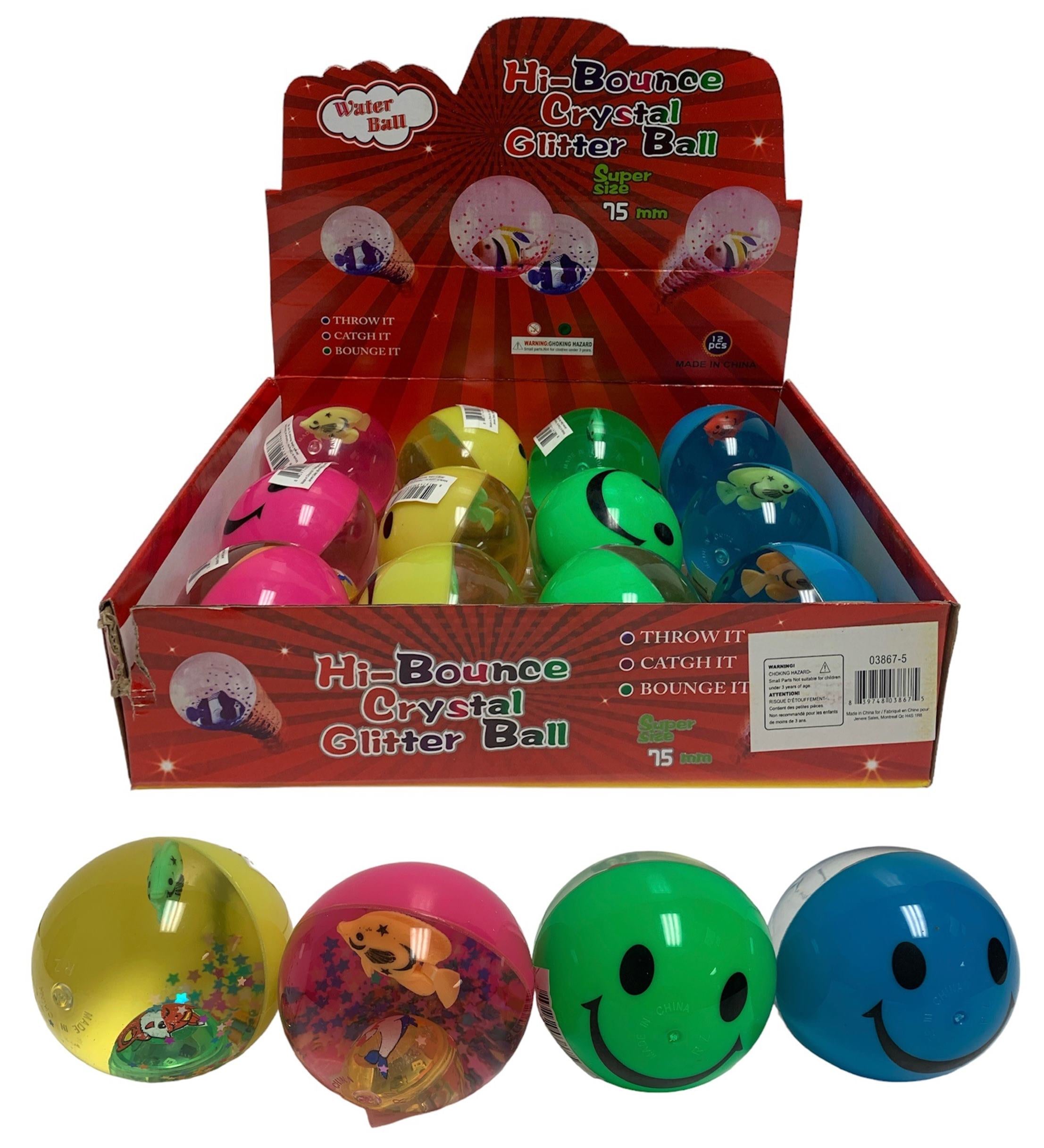 High Bounce Crystal Glitter Smiley Ball 2.9in (75mm) VRT
