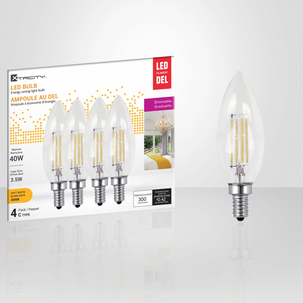 Xtricity 4 C Type Led Soft White Dimmable 3.5W Light Bulbs E12 Base
