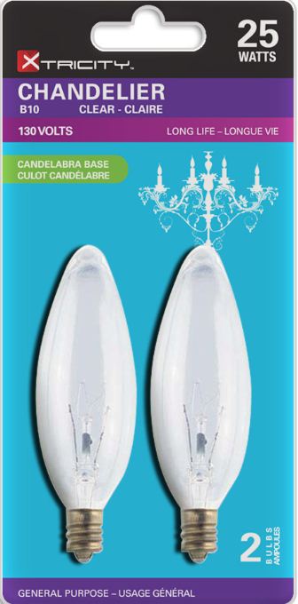 Xtricity 2 B10 Chandelier Clear 25W Light Bulbs E12 Base