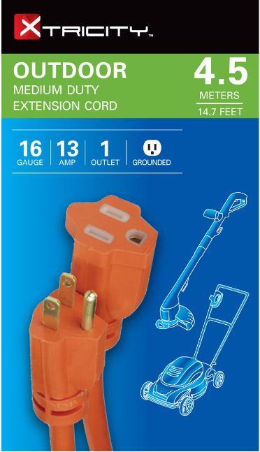 Xtricity Outdoor Orange Extension Cord 4.5m (14.7ft)