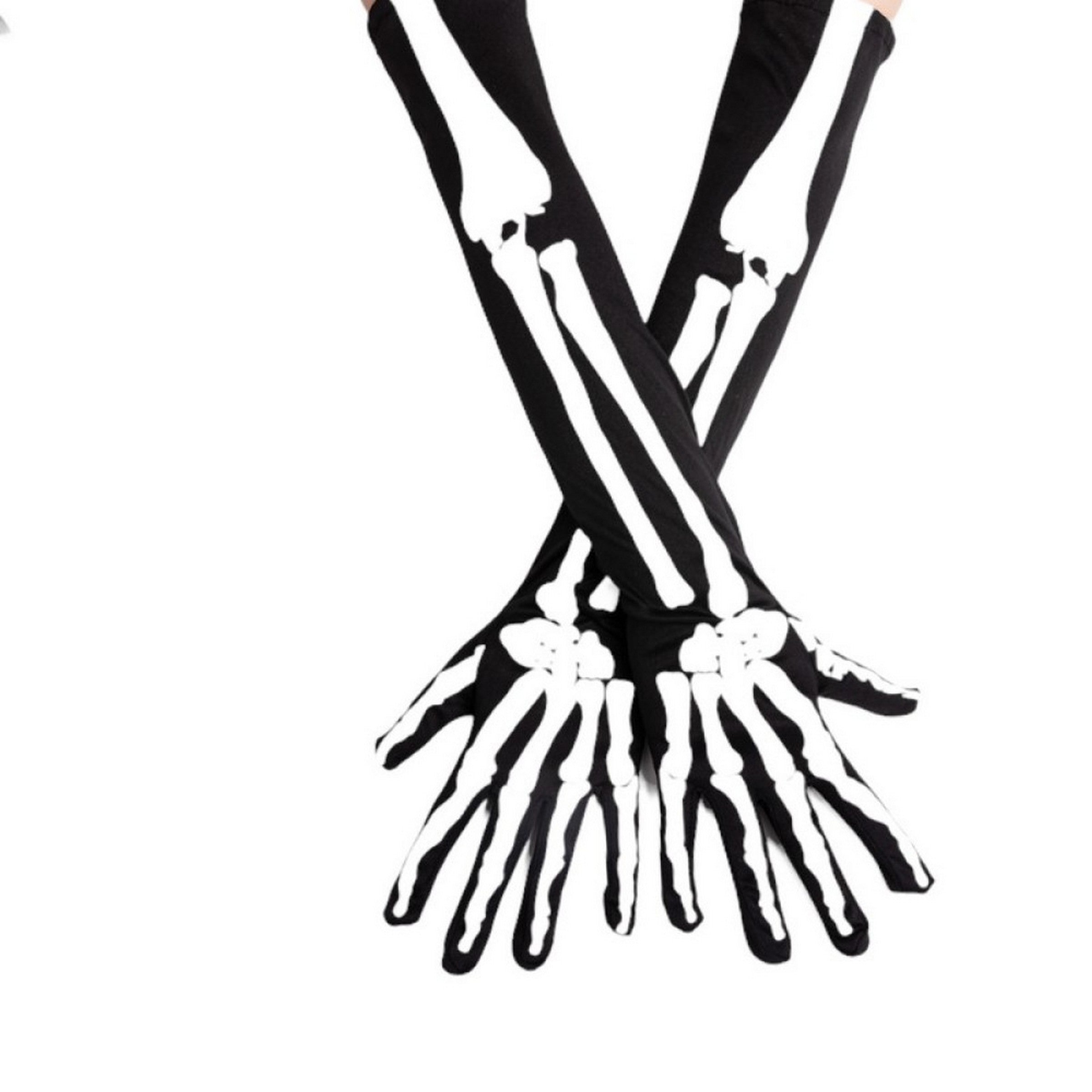 Halloween 1 Pair Long Skeleton Gloves - Adult