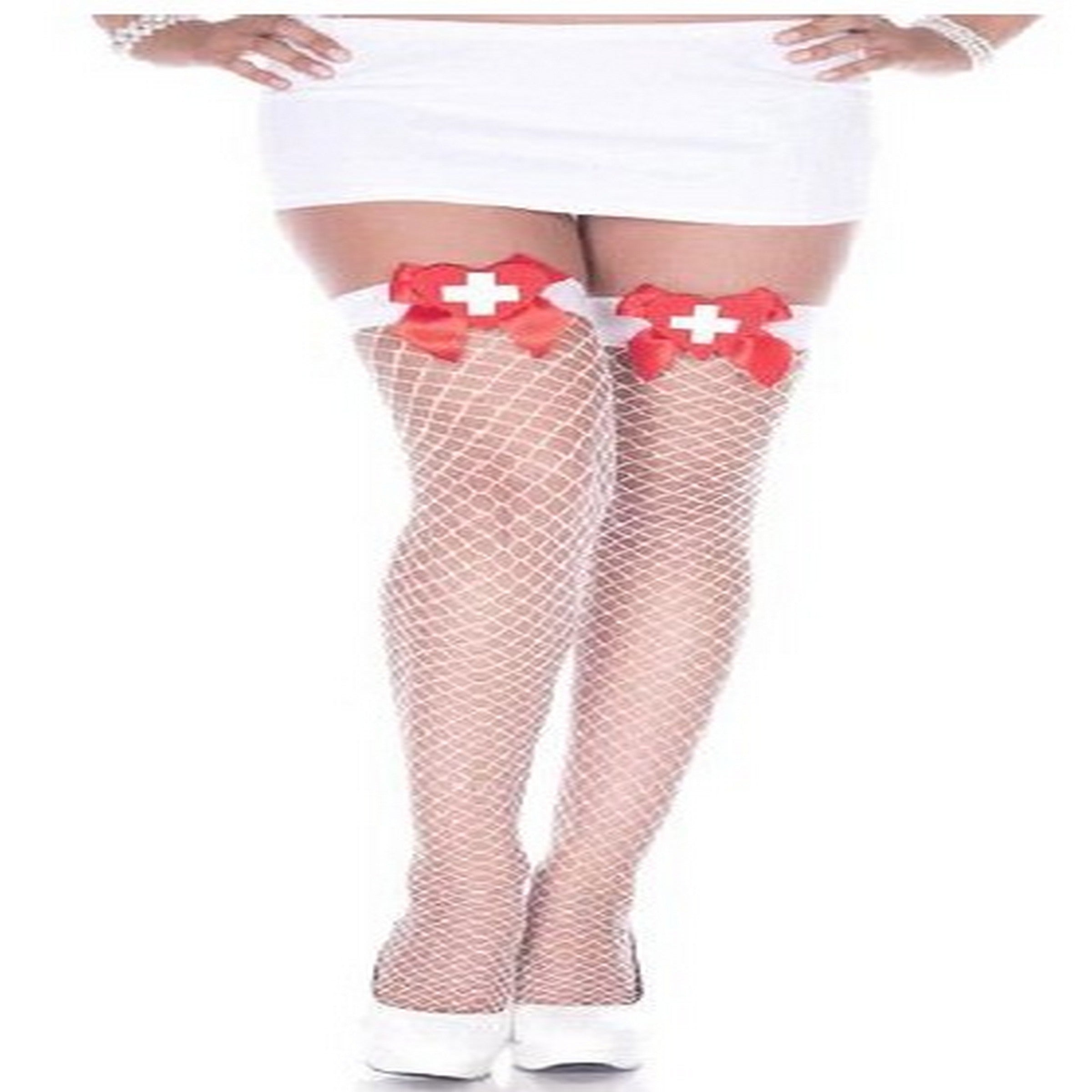Halloween White Nurse Thigh Highs - Adult