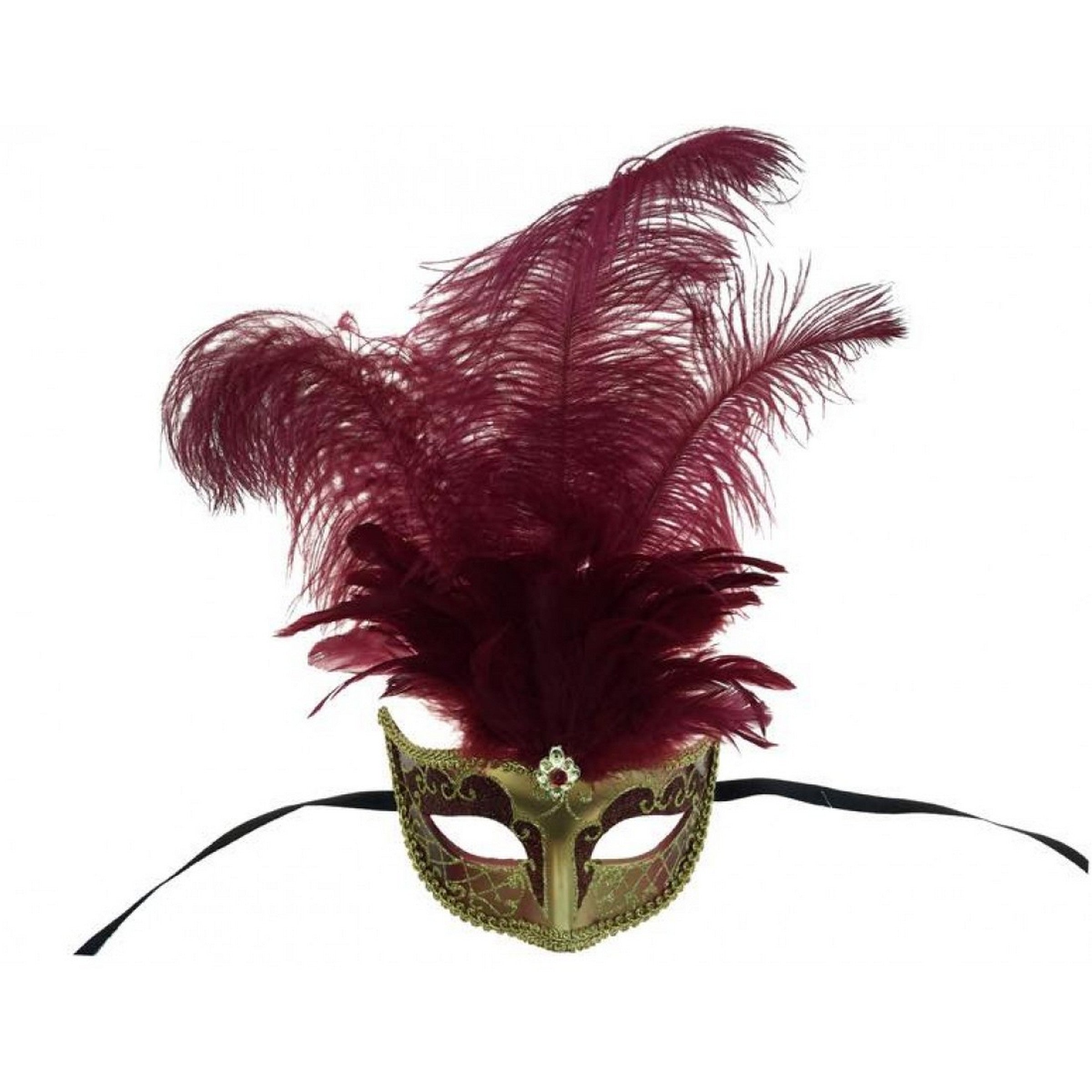 Halloween Burgundy and Gold Venetian Mask
