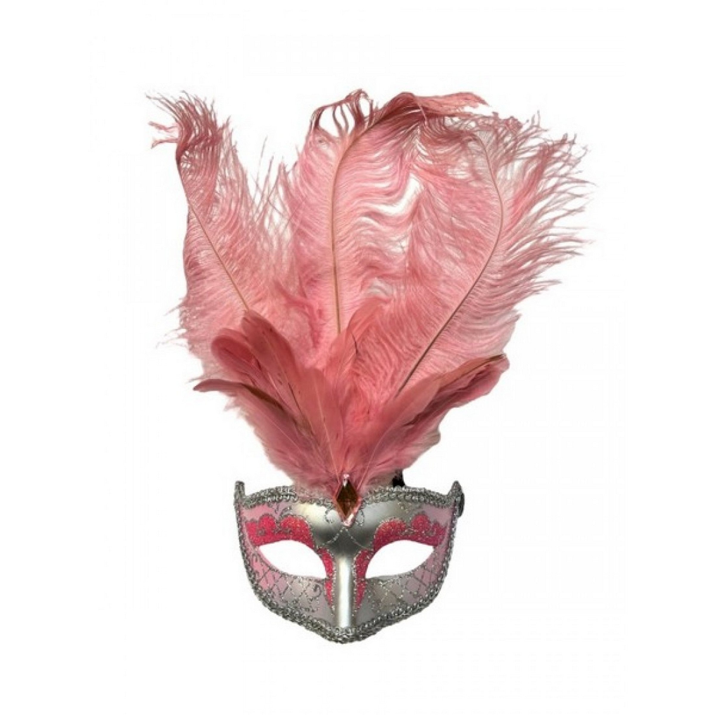 Halloween Pink and Silver Venetian Mask