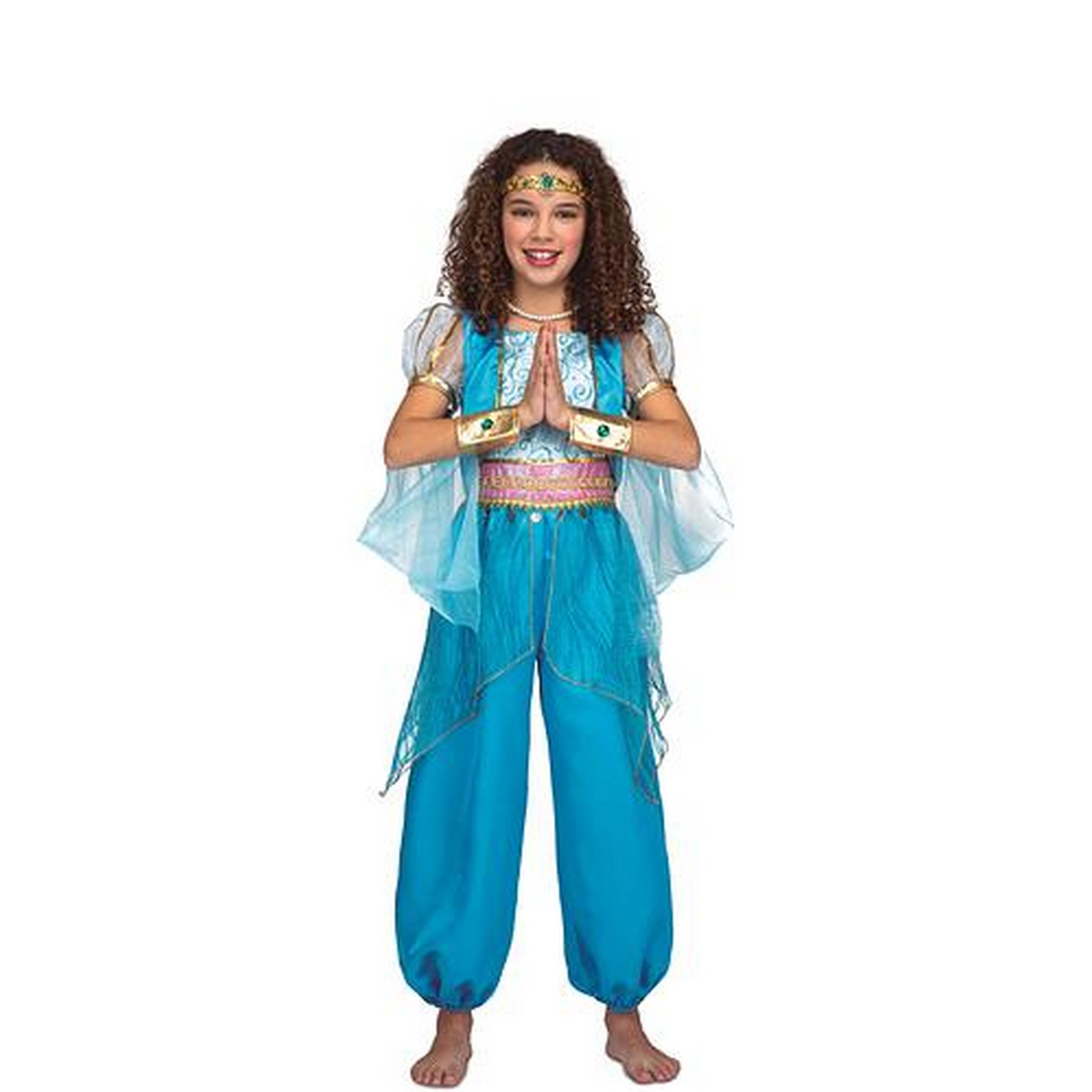 Halloween Turquoise Arab Princess Costume - Girls 5-6 Y